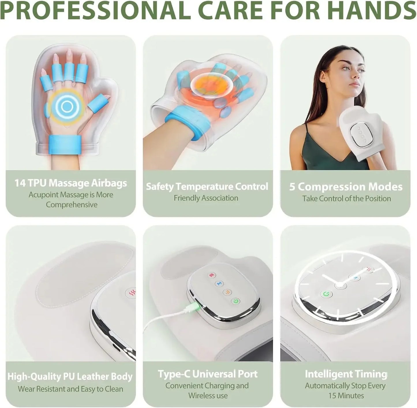 Hand Massager With Heat And Airbag Compression For Carpal Tunnel Relief