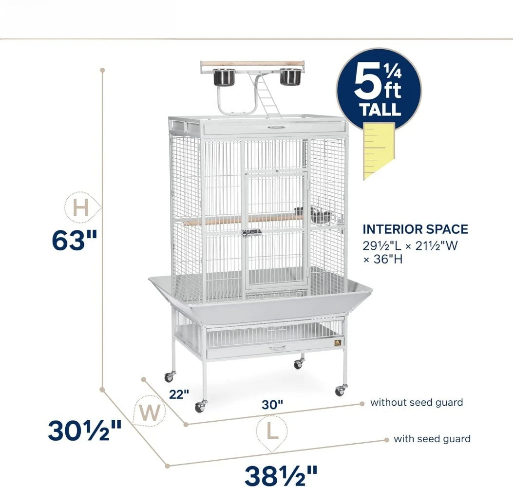 Wrought Iron Select Bird Cage With Stand Playtop Cups Perches