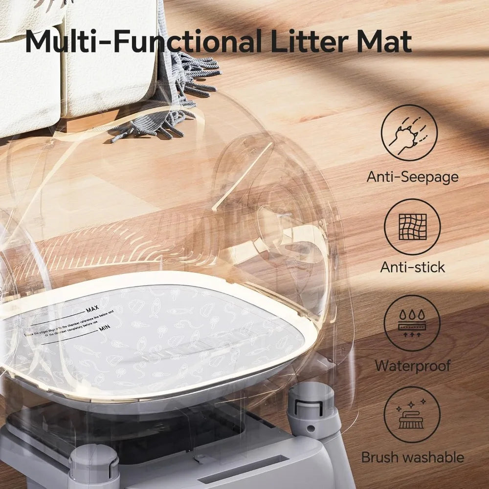 Automatic Self-Cleaning Cat Litter Box for Multiple Cats with Safety Sensors