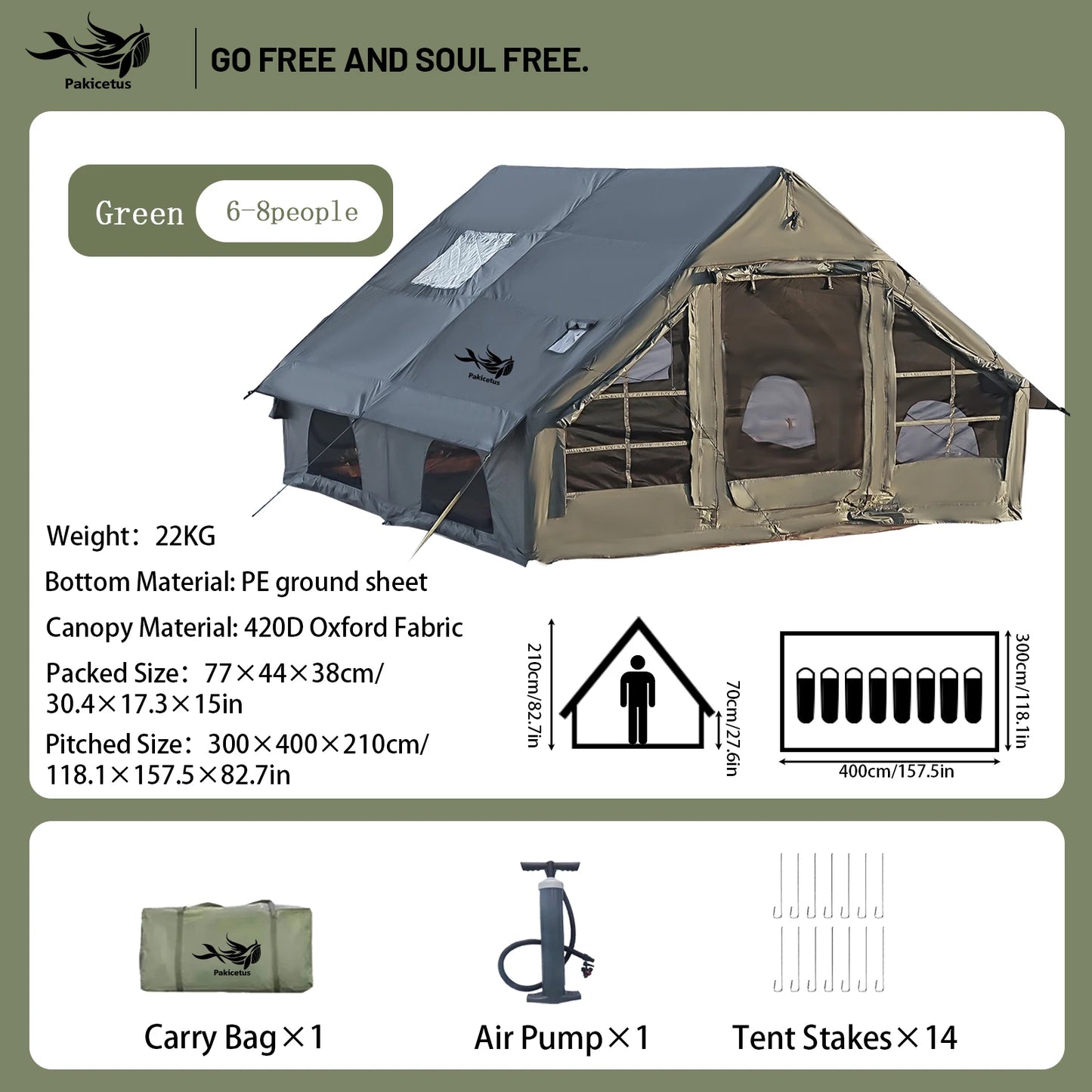 Pakicetus Quick Setup Inflatable Camping Tent For Family