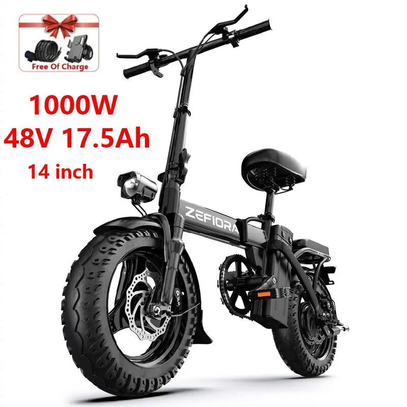 ZEFIORA Electric Bicycle 1000W 48V Lithium Battery