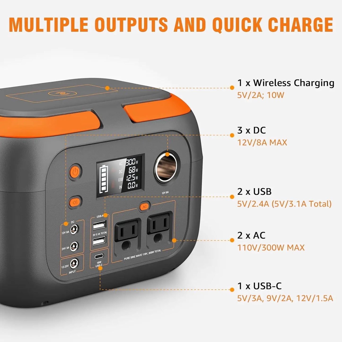 SinKeu 300W Portable Power Station 70000mAh 260Wh Outdoor Solar Generator