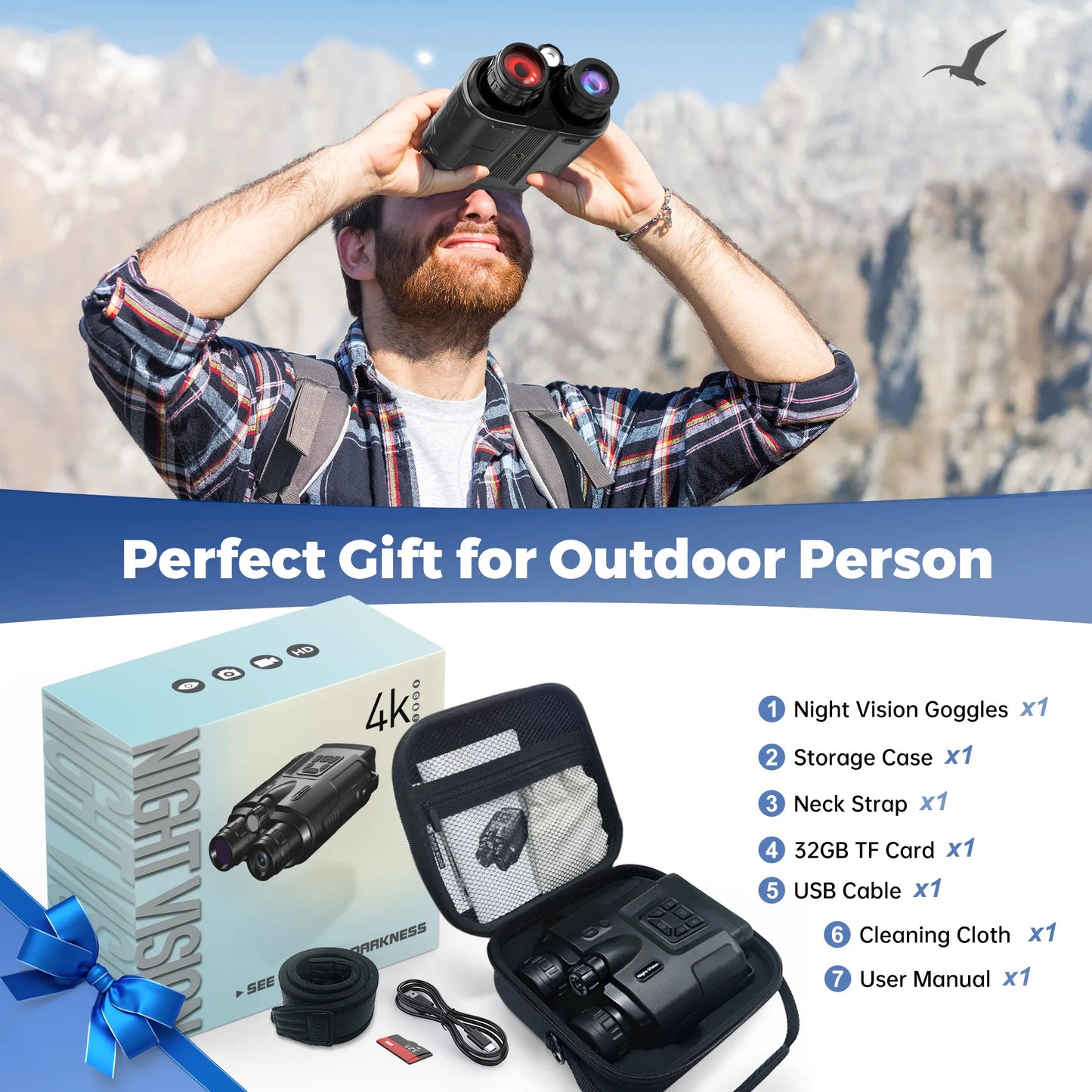 4K Night Vision Binoculars With Infrared Digital Zoom Rechargeable