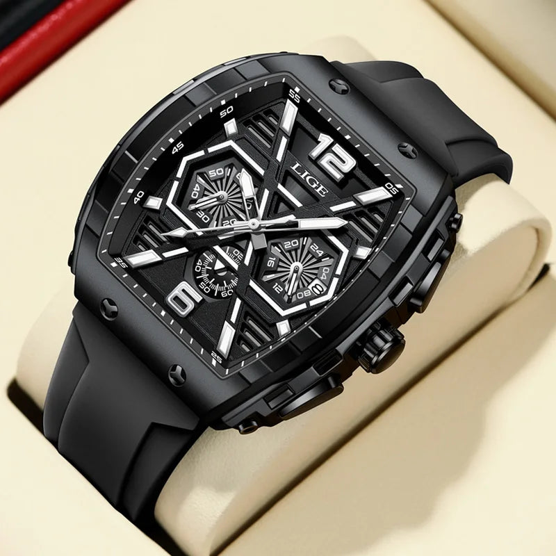LIGE Men's Luxury Waterproof Quartz Wristwatch with Luminous Date