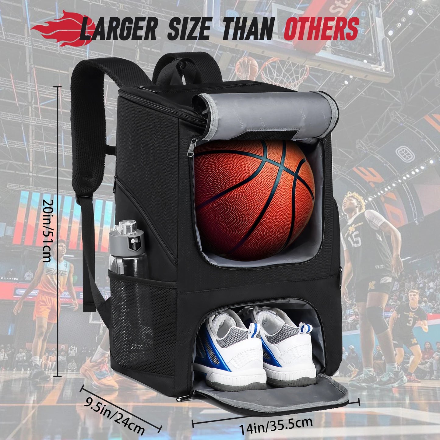 YH GSCN Basketball Backpack With Ball Holder And Shoes Compartment