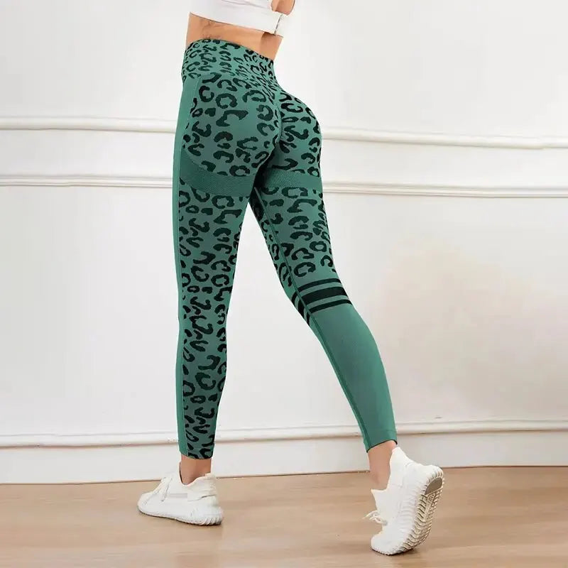 Yoga 9 Minute Leopard Print Seamless Quick Dry Fitness Tights