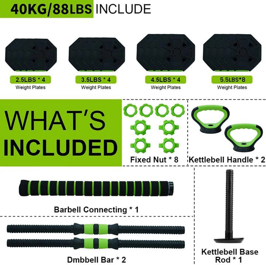 HiMISS 4-in-1 Adjustable Kettlebell and Dumbbell Set