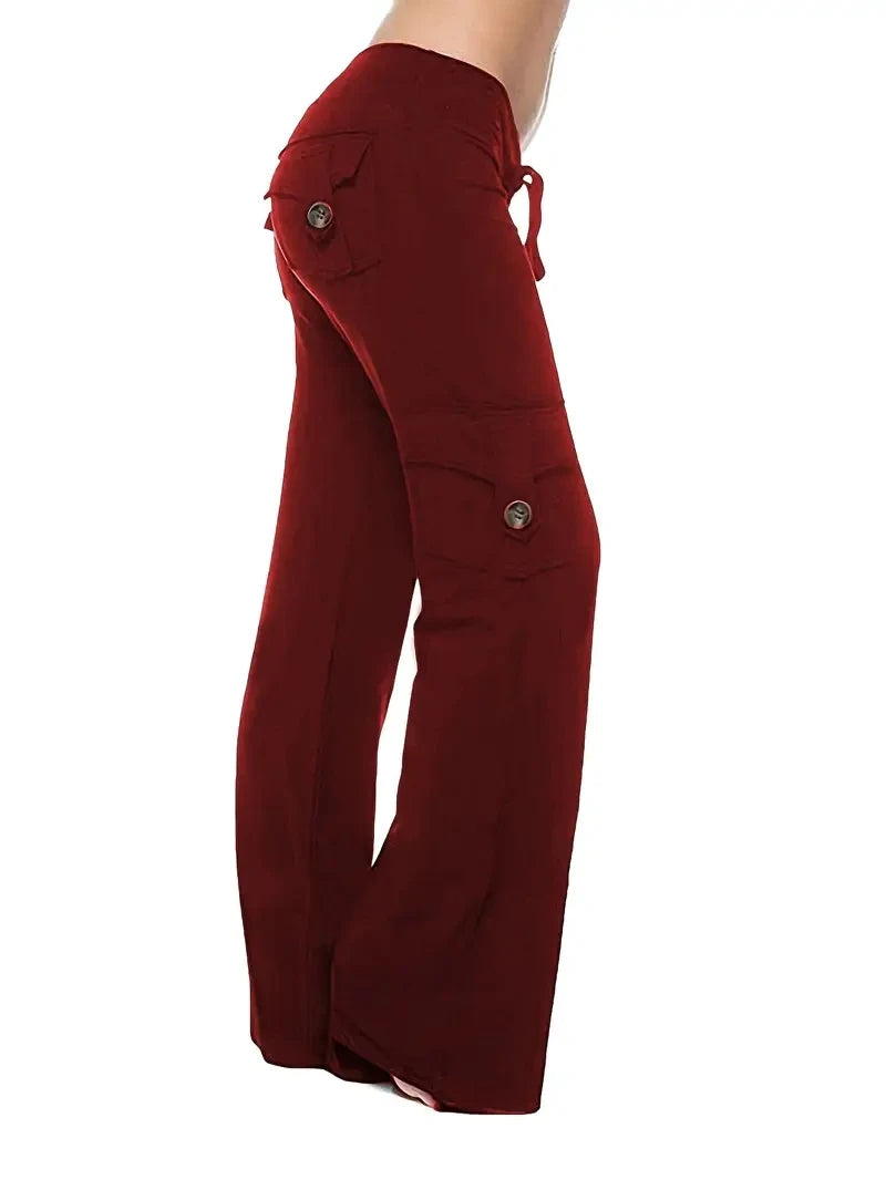 Women's Wide-Leg Drawstring Joggers With Pockets Fleece-Lined