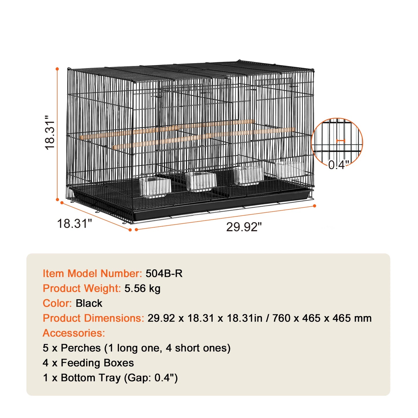 SucceBuy Flight Bird Cage With Divider, Stackable Small Animal Cage