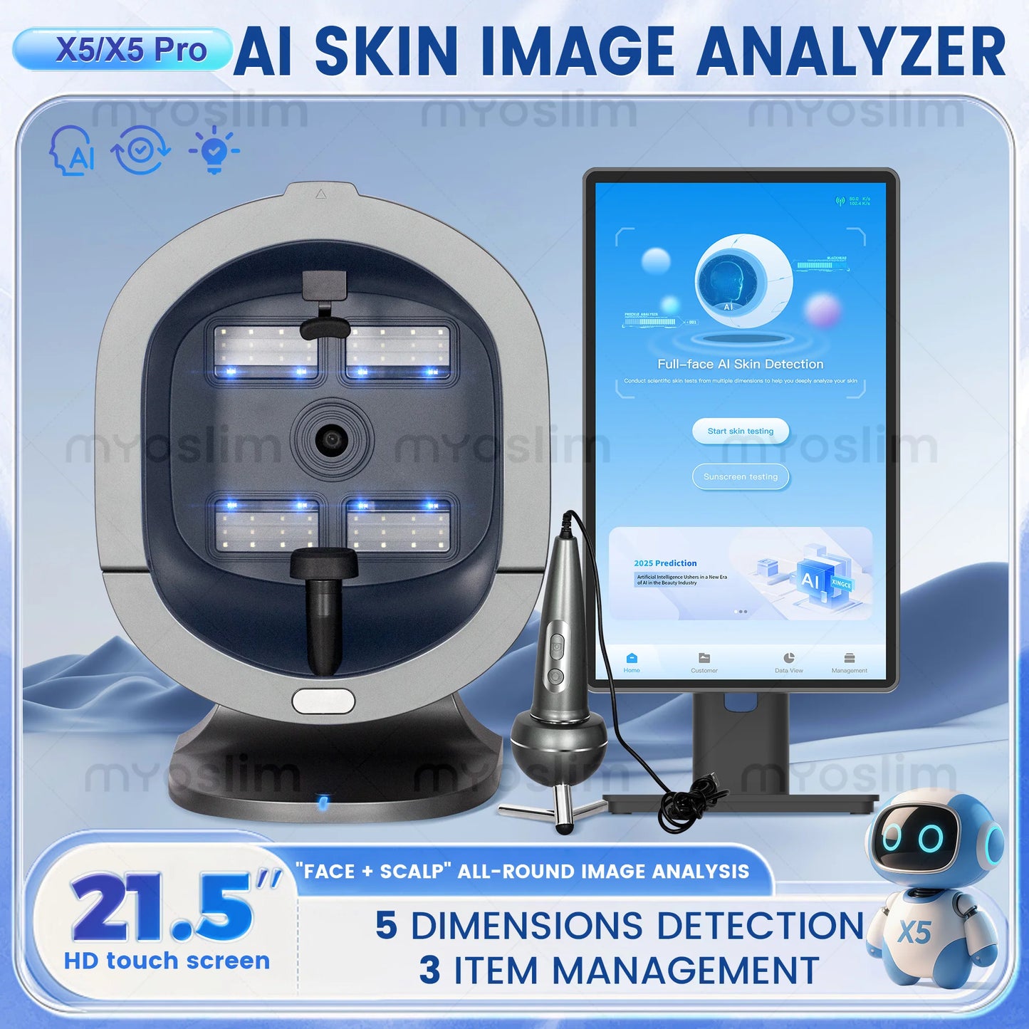 Asisa X5 3600W Skin Scanner Facial Analyzer Monitor Portable