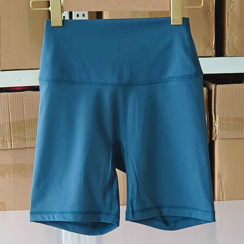 Nylon Elastane Women's Yoga Shorts High Waist Slim Fit