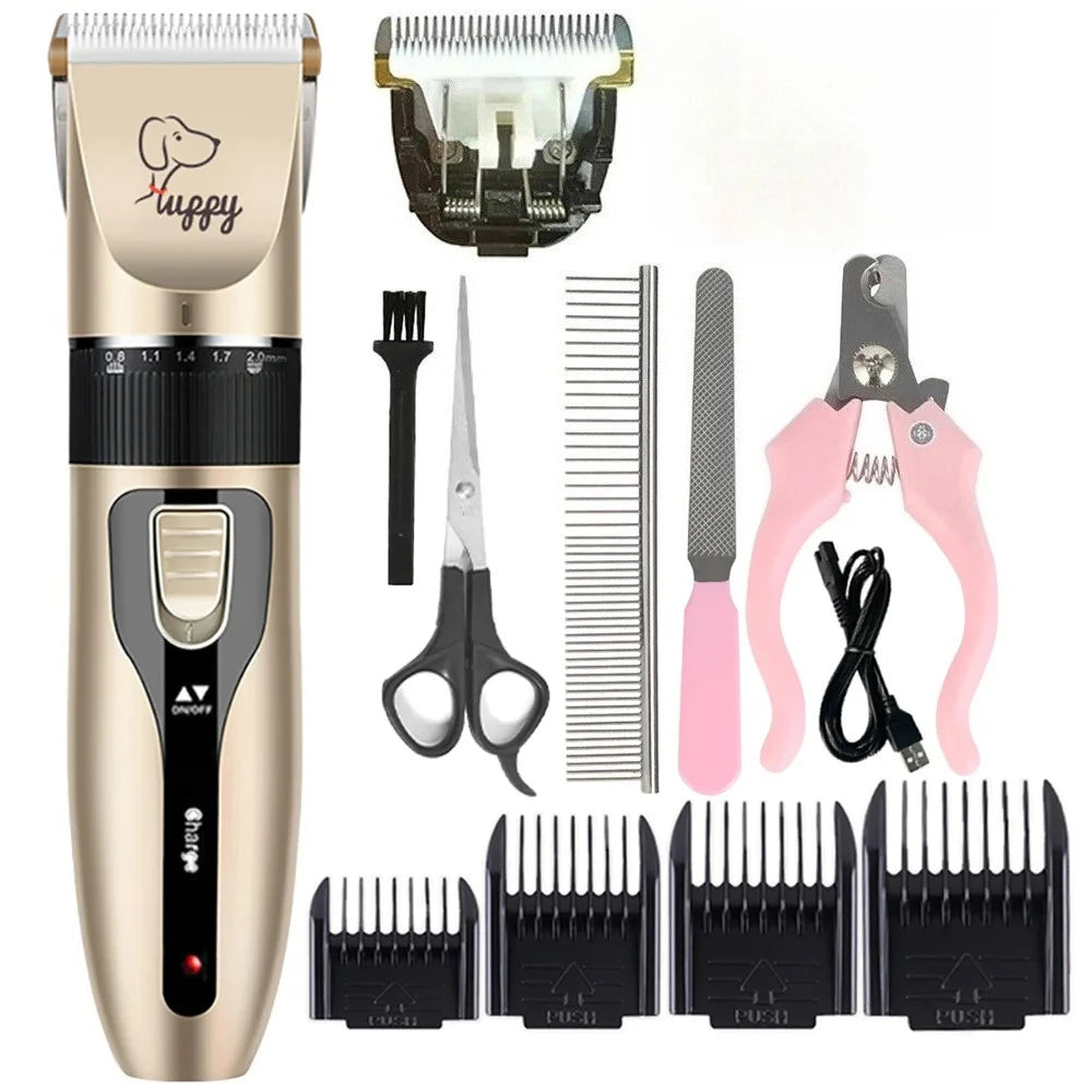 Dog Hair Clipper Cordless Rechargeable Pet Grooming Trimmer Shaver Set