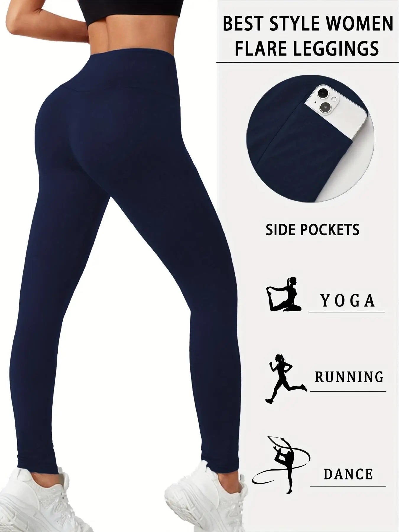 High-Waist Fleece-Lined Yoga Pants With Pockets