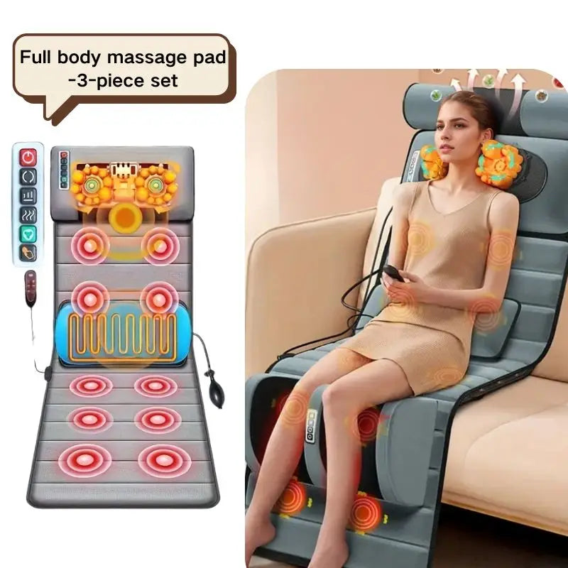 Full Body Massage Mat Set With Heating Kneading Neck Massager