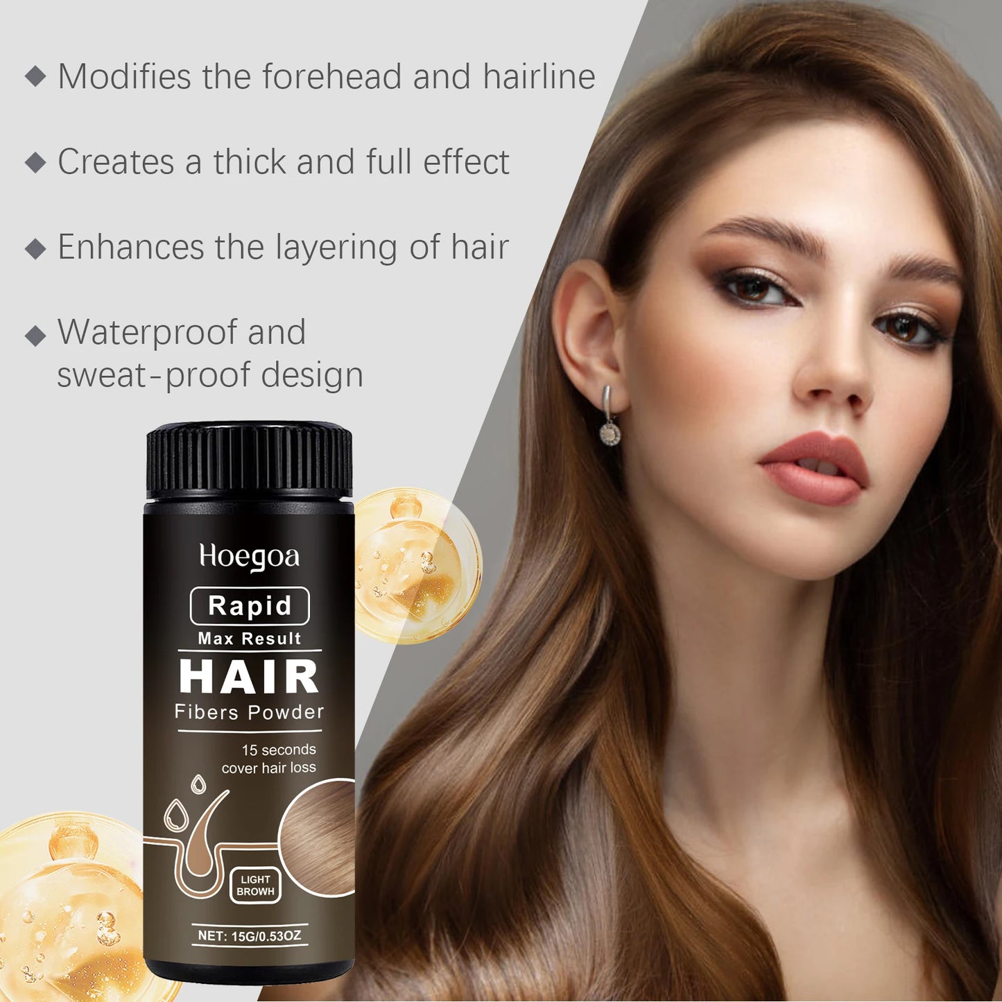 Hoegoa Hair Fibers Powder Sweat Proof Thickening For Hairline