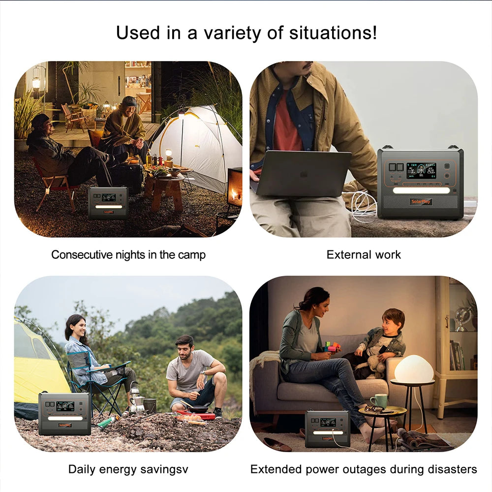 SOLARPLA Camping Portable Power Station 2400W /2500W Lifepo4 Battery 220V110V AC Outlets Power Emergency Backup For Home Outdoor