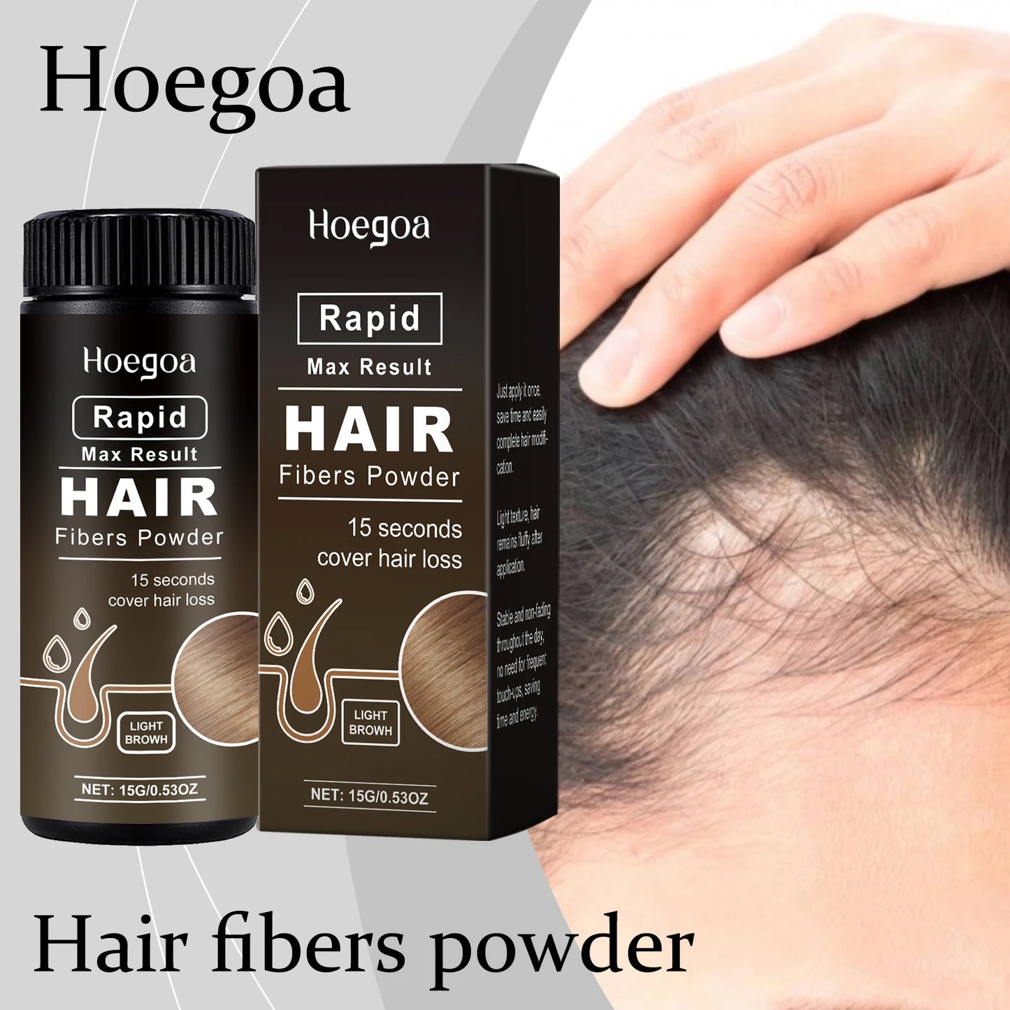 Hoegoa Hair Fibers Powder Sweat Proof Thickening For Hairline