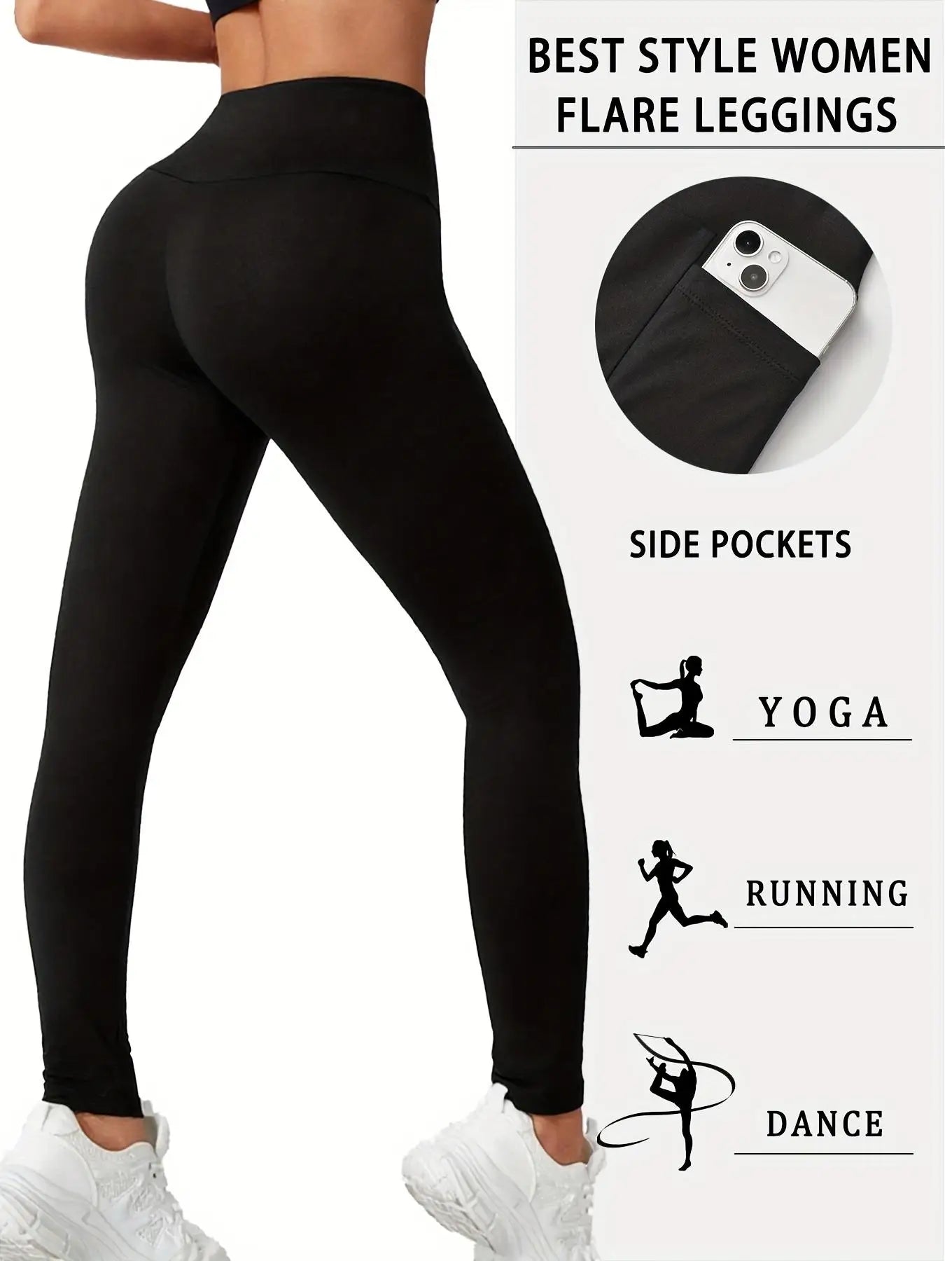 High-Waist Fleece-Lined Yoga Pants With Pockets