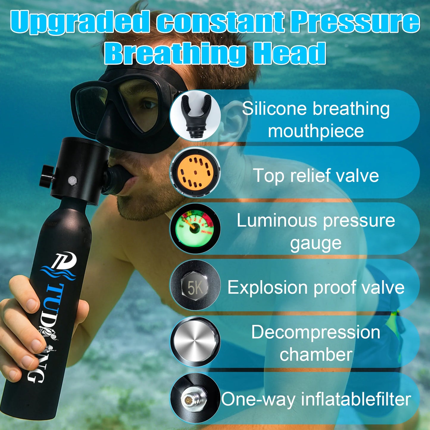 TUDIVING Portable Scuba Tank With Pump For Underwater Training