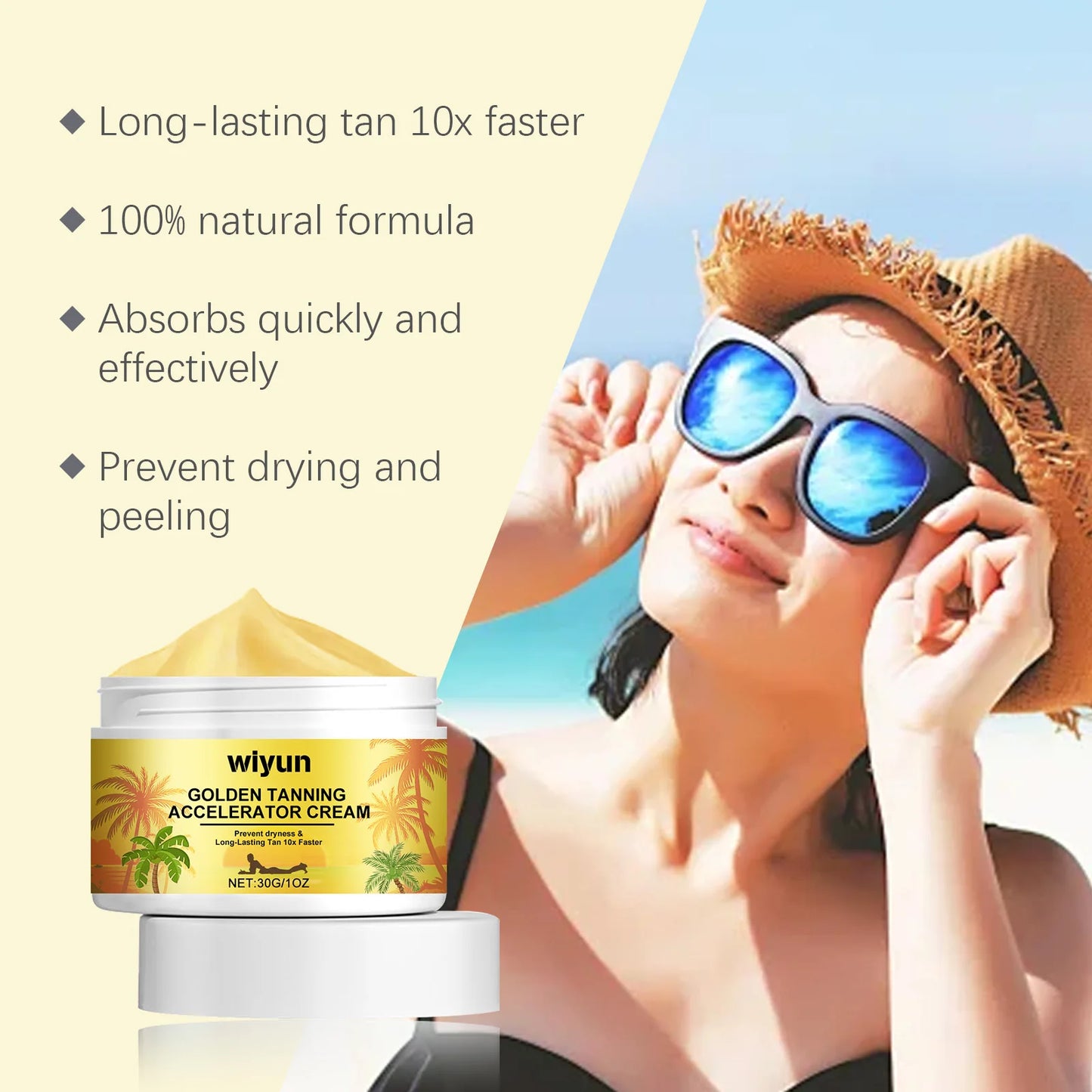 WIYUN Tanning Body Cream Bronzer For Summer Outdoors Moisturizing