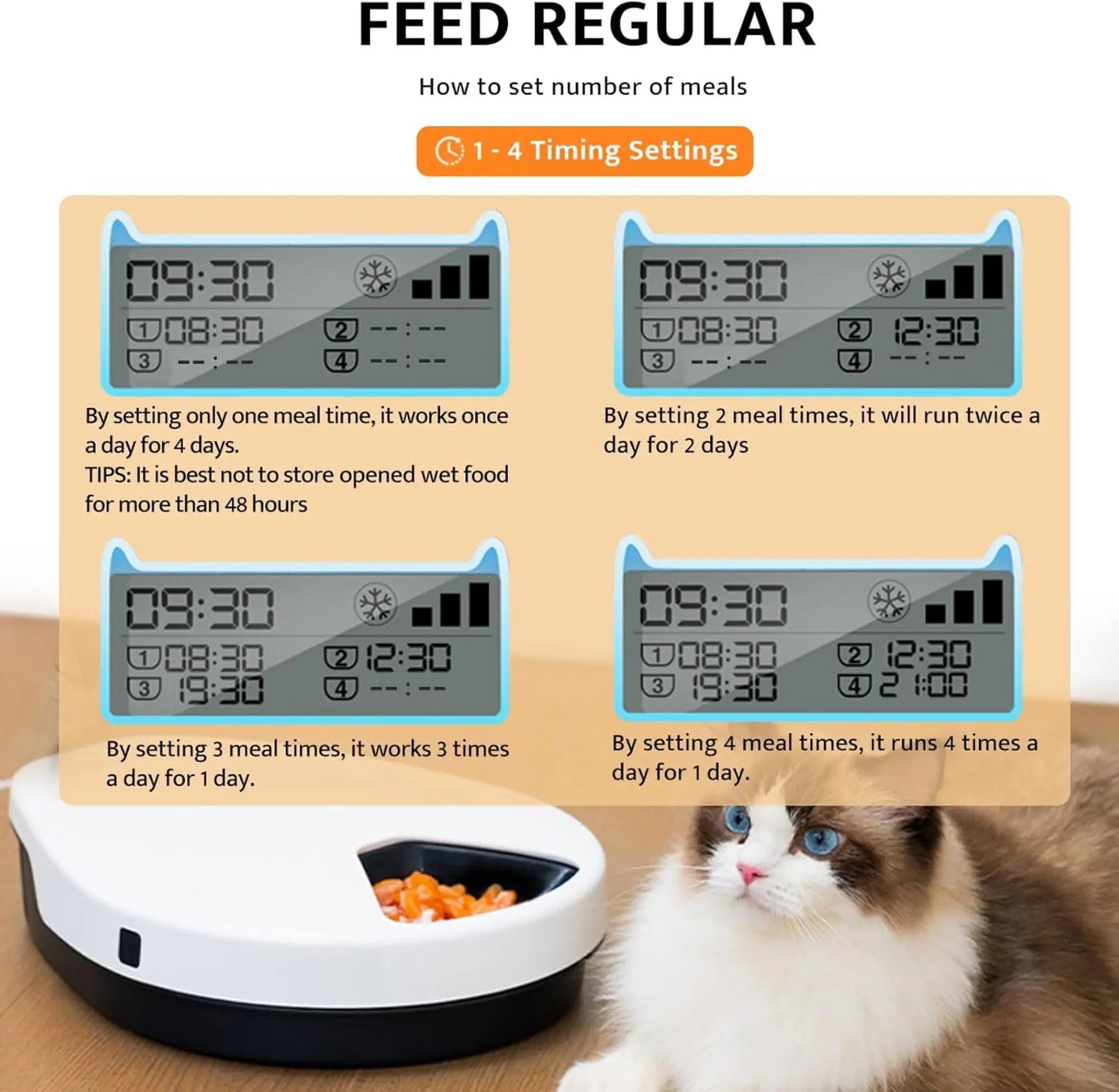 Automatic Cat Feeder With Cooling System And Timer Five Compartments