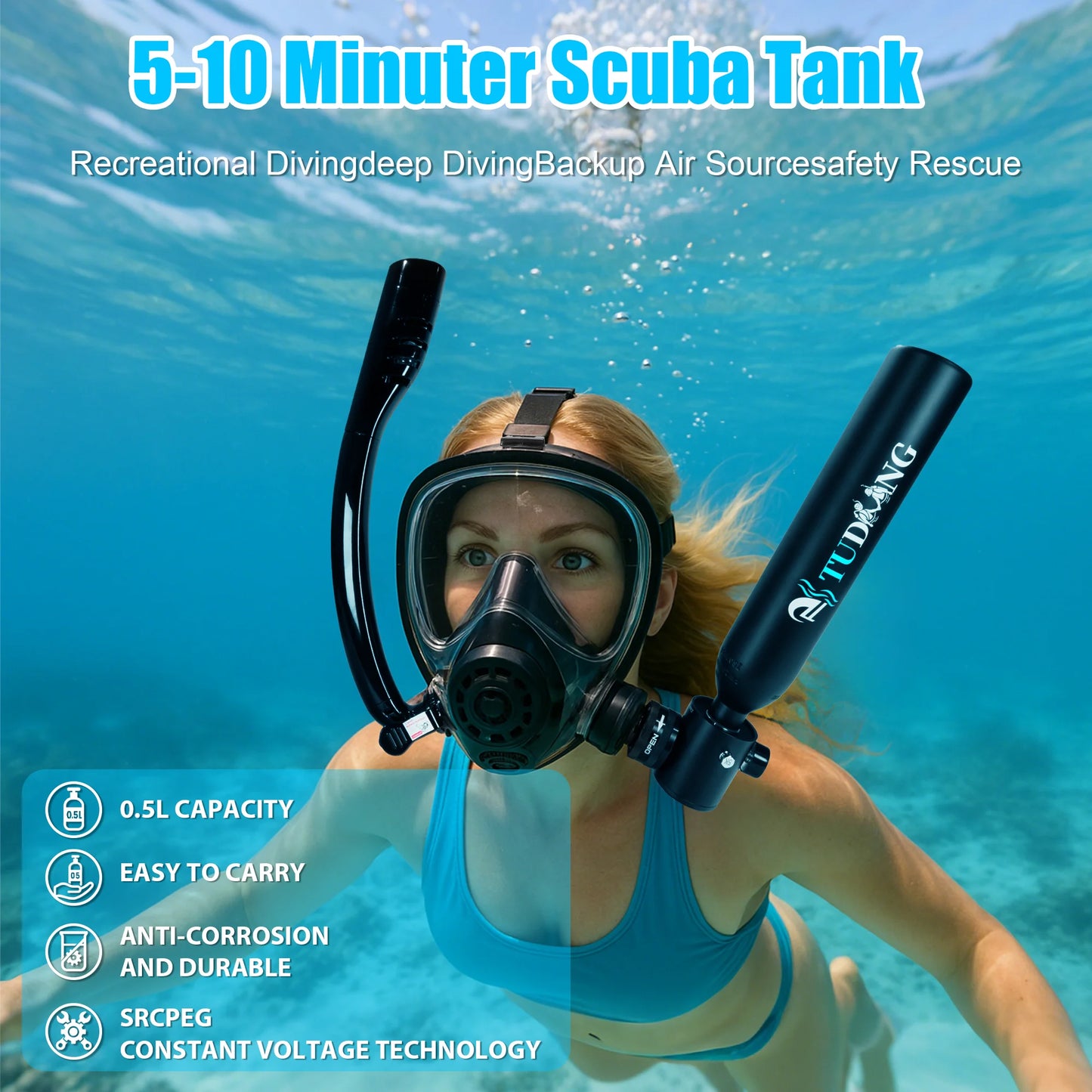 TUDIVING Portable Scuba Tank With Pump For Underwater Training