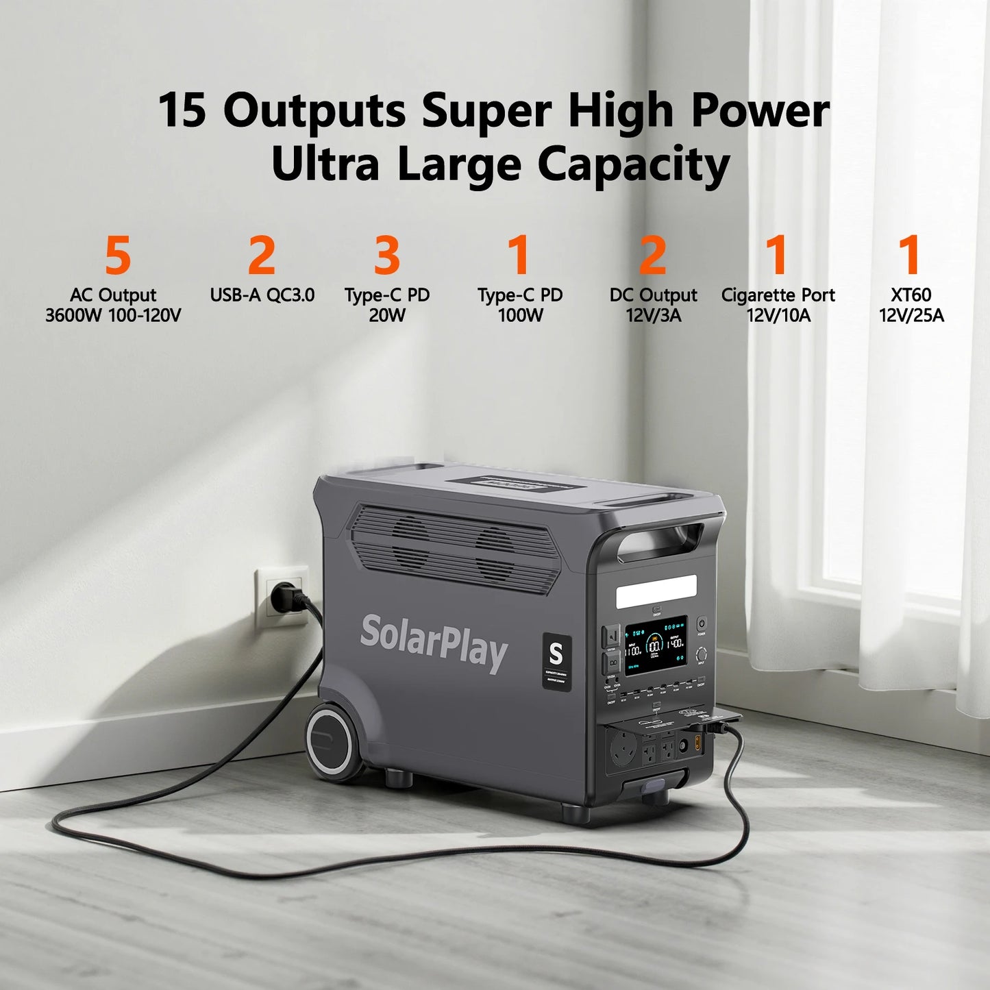 SOLARPLAY 3600W Portable Power Station With Foldable Solar Panels