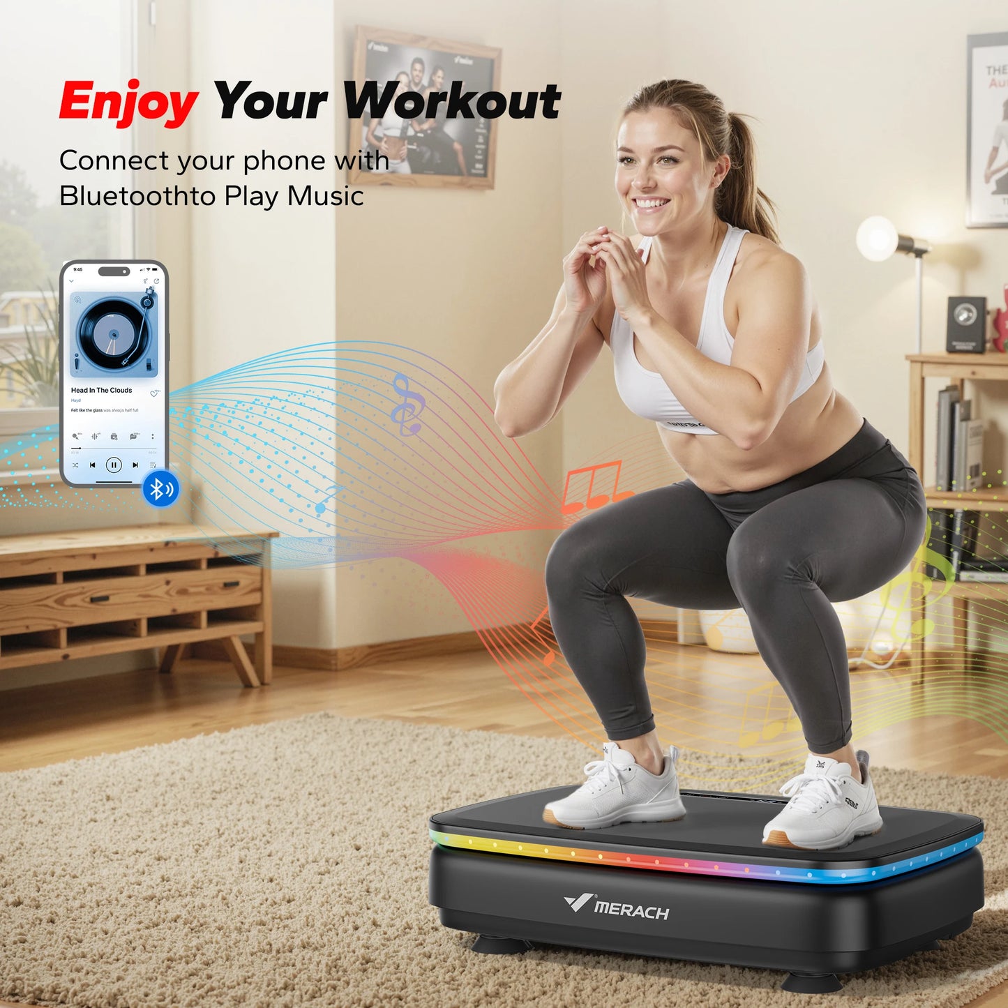 Merach Vibration Plate Exercise Machine Whole Body Workout Lymphatic Drainage