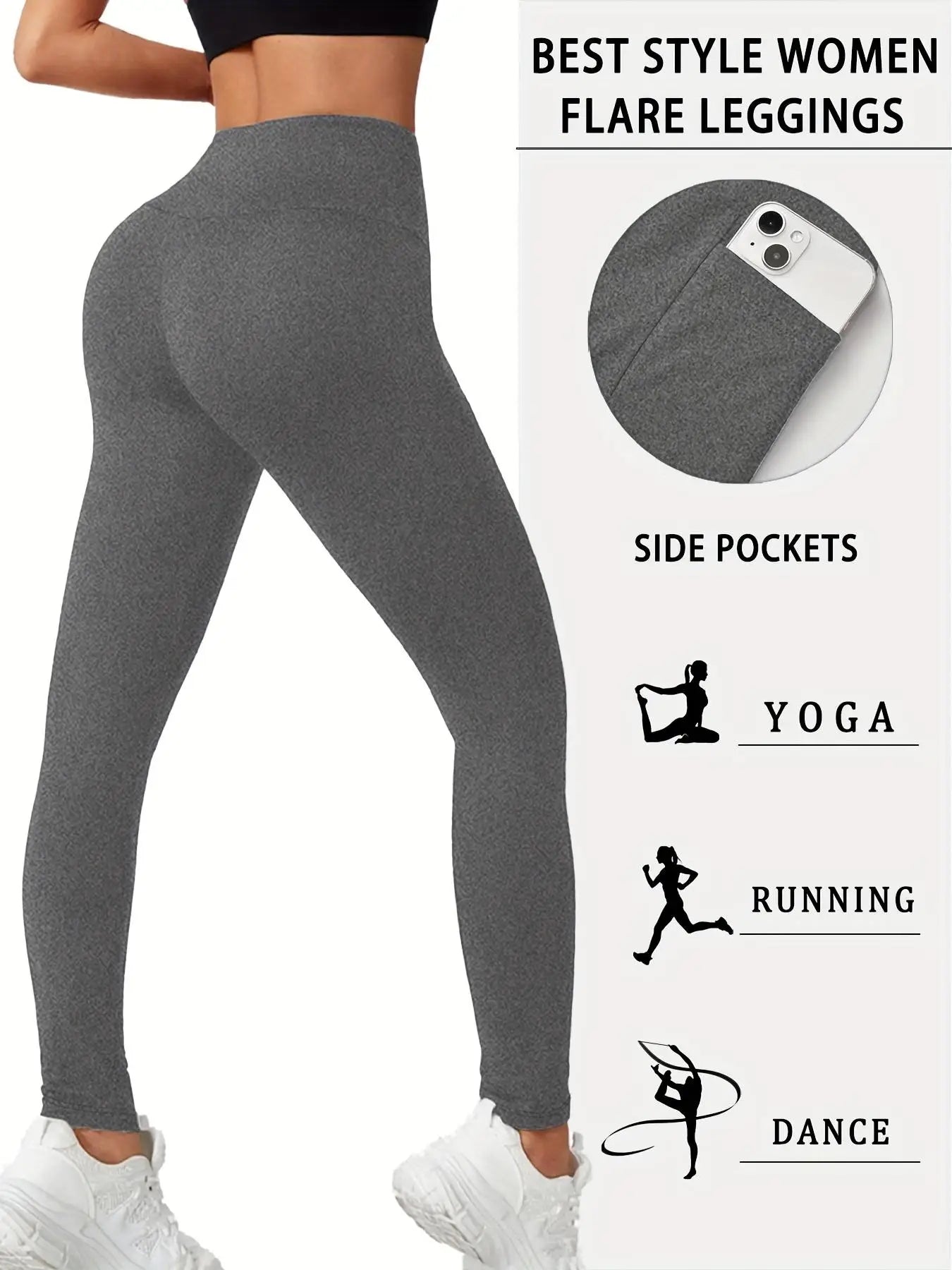 High-Waist Fleece-Lined Yoga Pants With Pockets