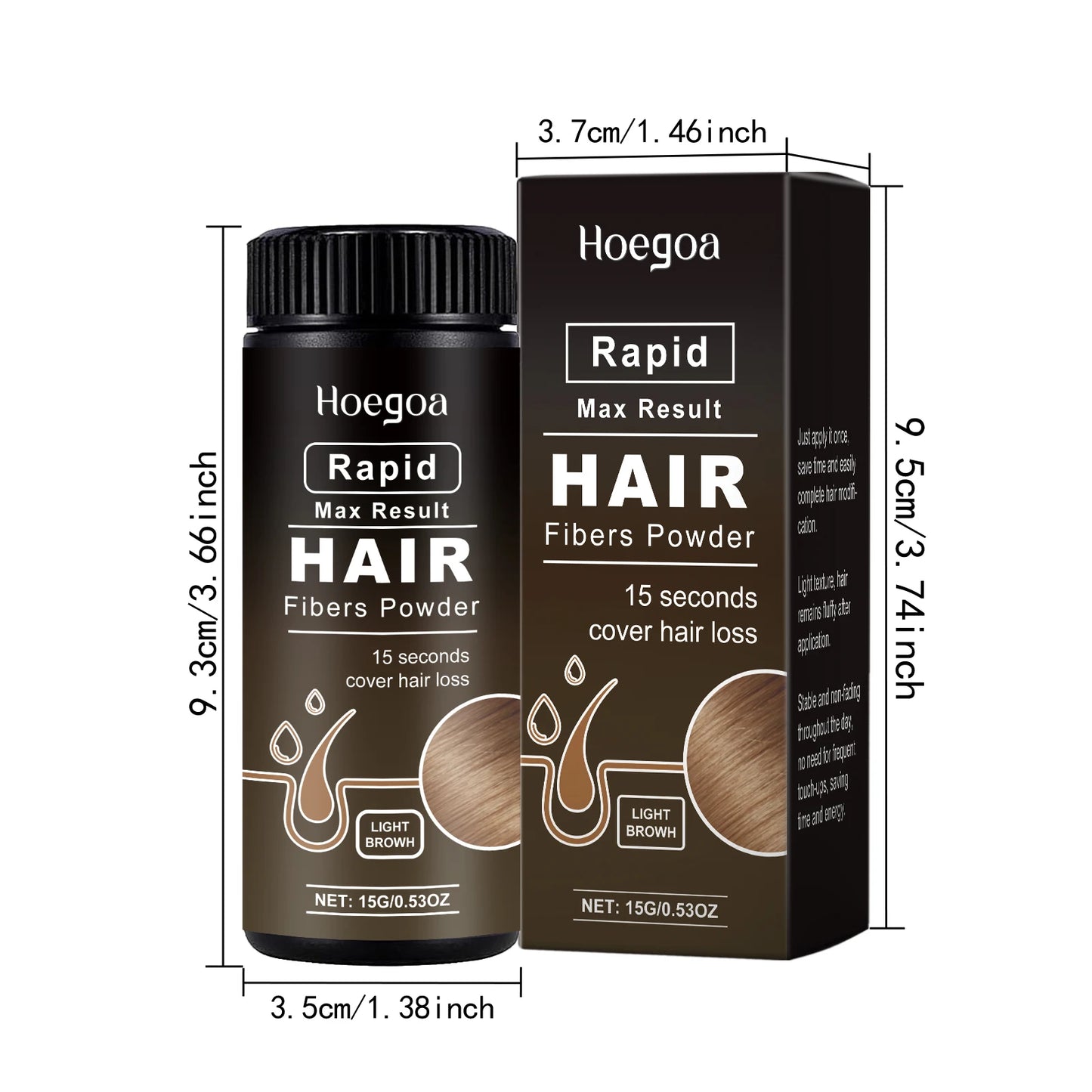Hoegoa Hair Fibers Powder Sweat Proof Thickening For Hairline