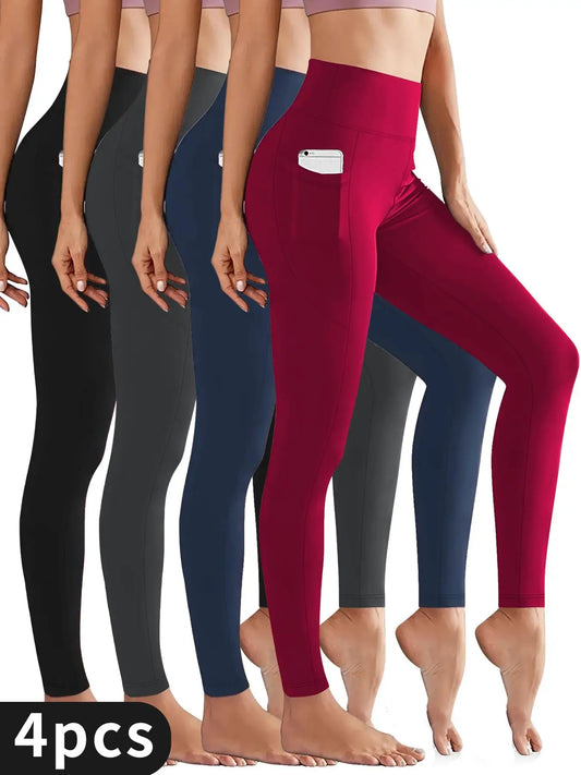 High-Waist Fleece-Lined Yoga Pants With Pockets