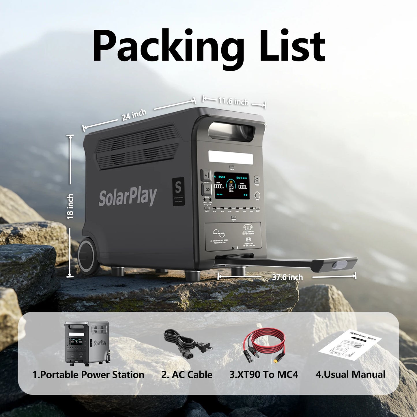 SOLARPLAY 3600W Portable Power Station With Foldable Solar Panels
