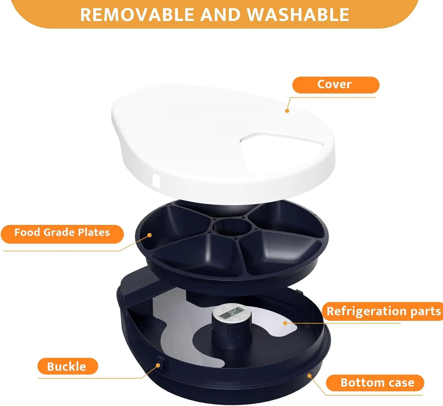 Automatic Cat Feeder With Cooling System And Timer Five Compartments
