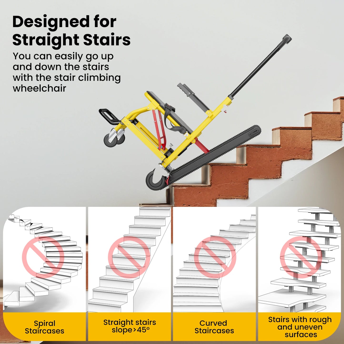 Electric Stair Climbing Chair Foldable Emergency Stair Lift 440 Lbs
