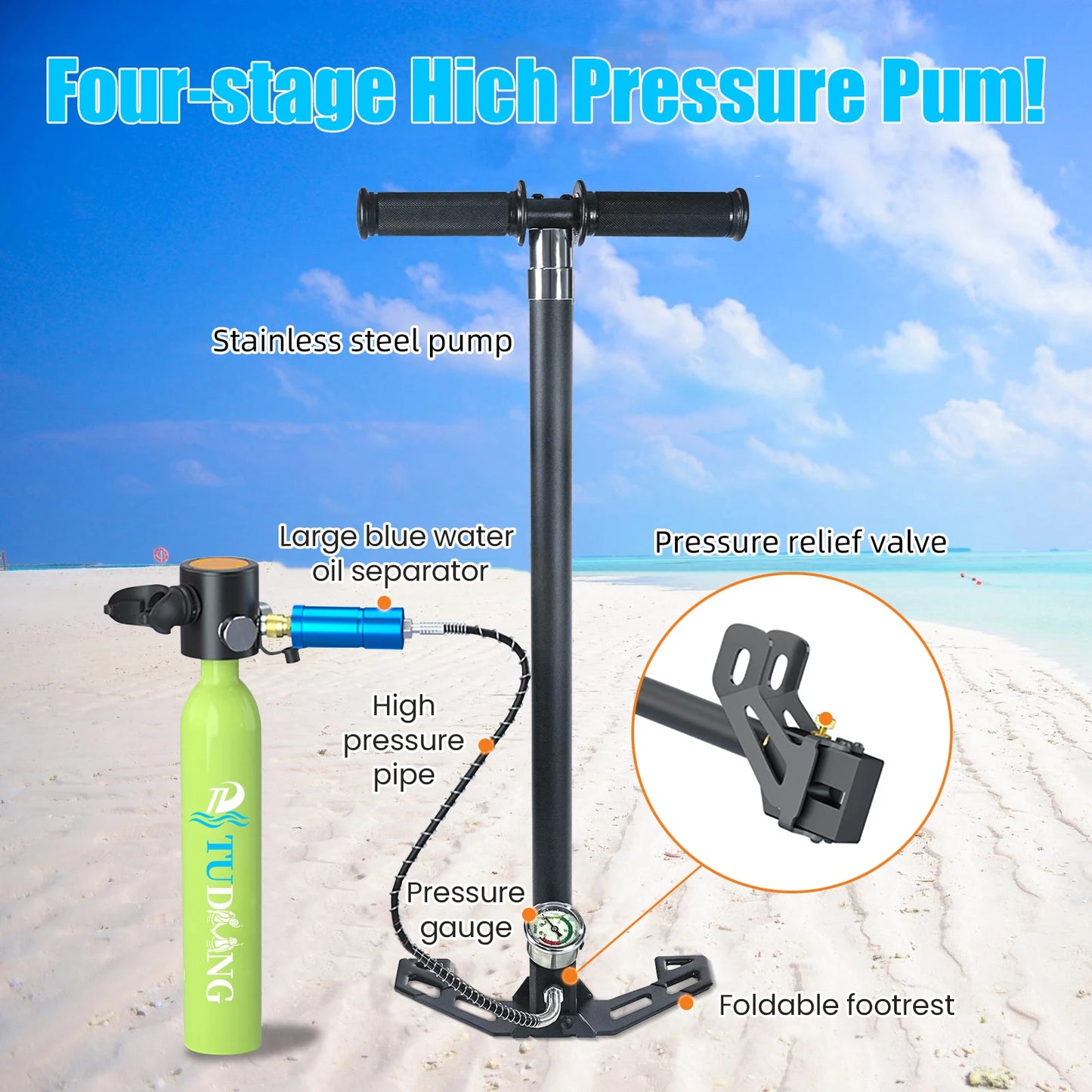 TUDIVING Portable Scuba Tank With Pump For Underwater Training