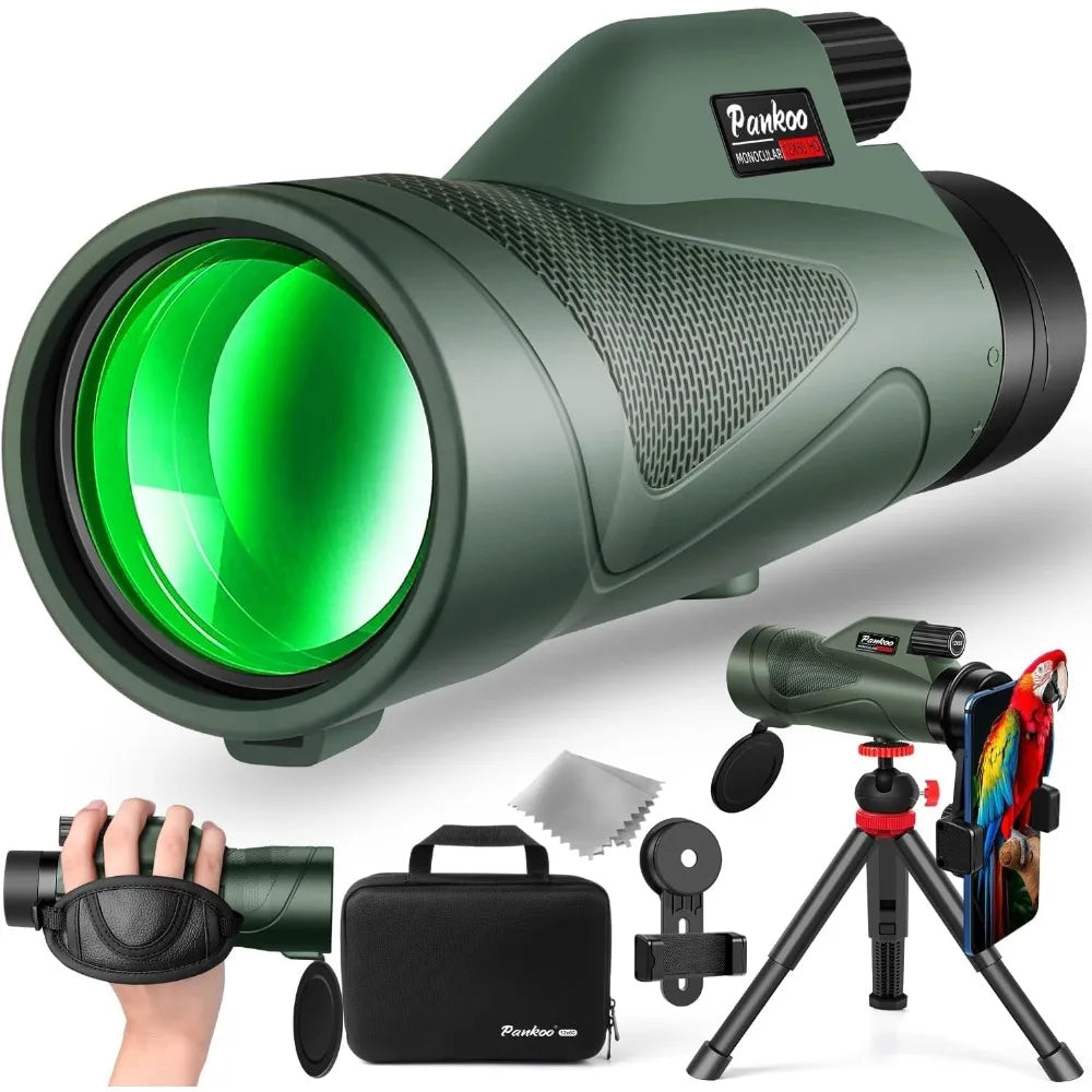 Pankoo 12x60 HD Monocular Telescope With Smartphone Adapter Tripod