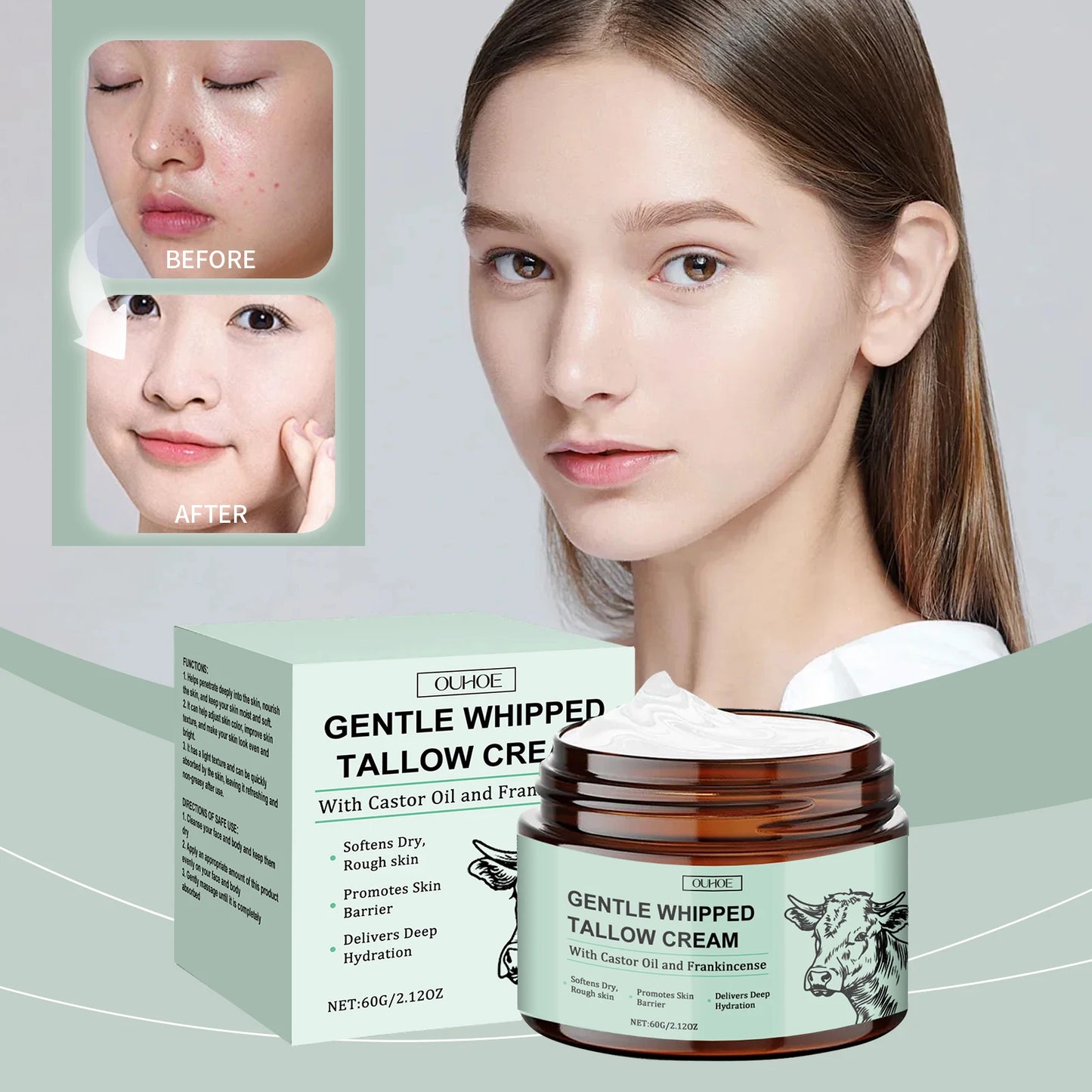 Ouhoe Beef Tallow Face Cream Moisturizing Brightening