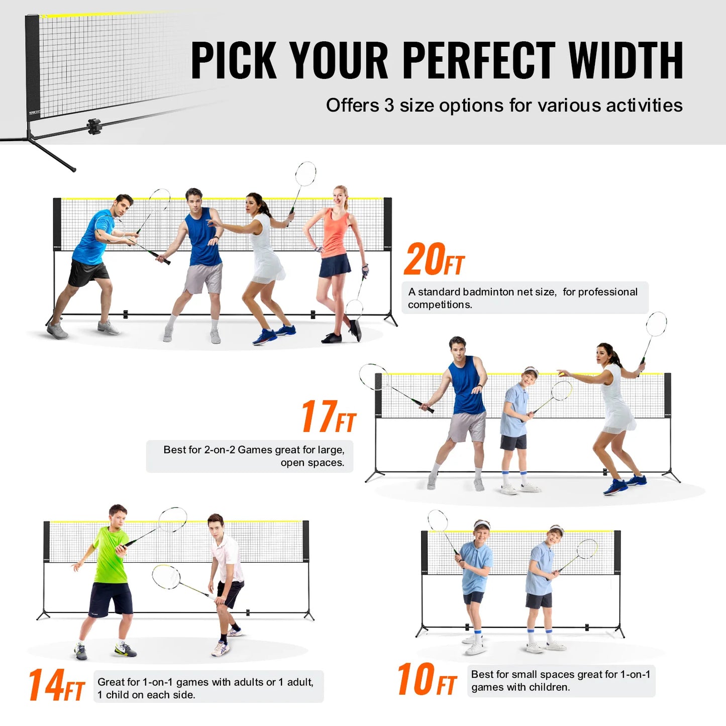 SucceBuy Portable Adjustable Net Set For Badminton Volleyball Tennis Pickleball