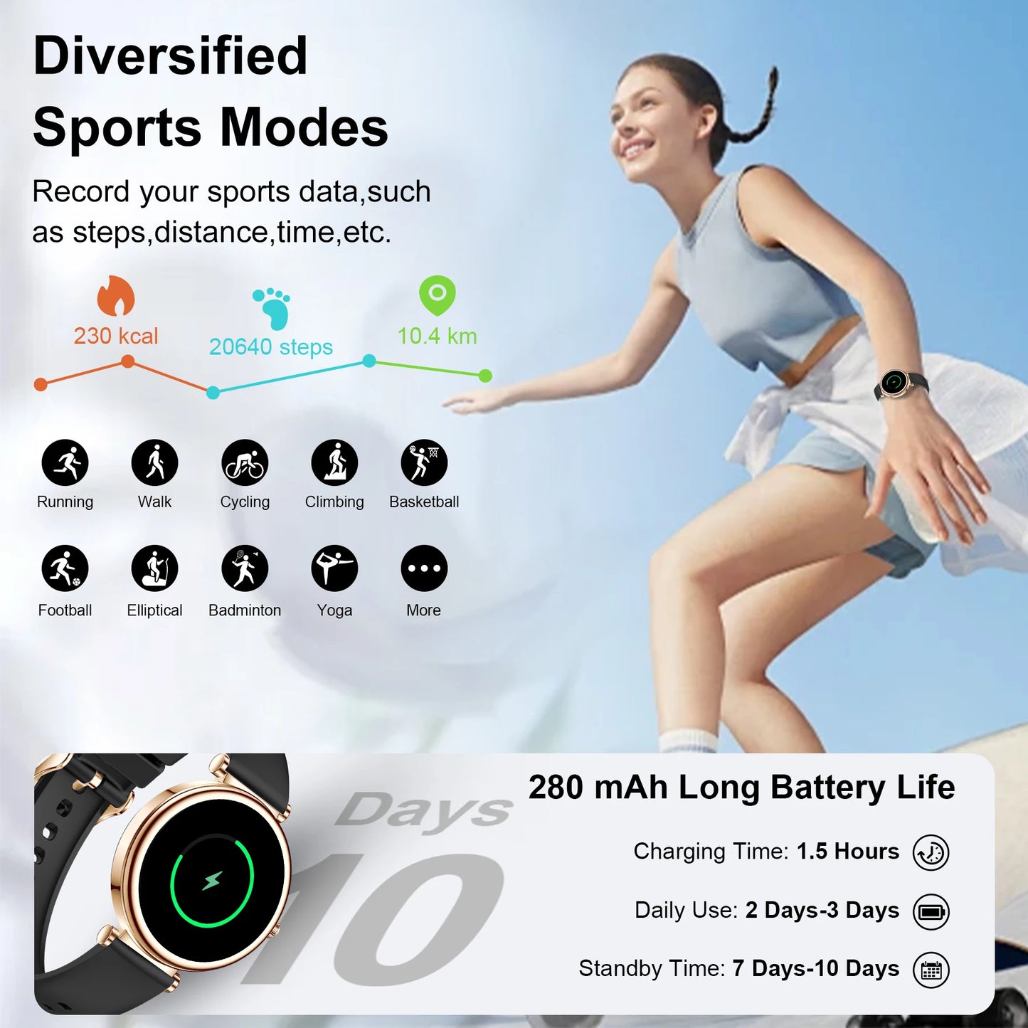INNOFOVO Smart Watch Bluetooth 5.0 Fitness Modes For iPhone Android