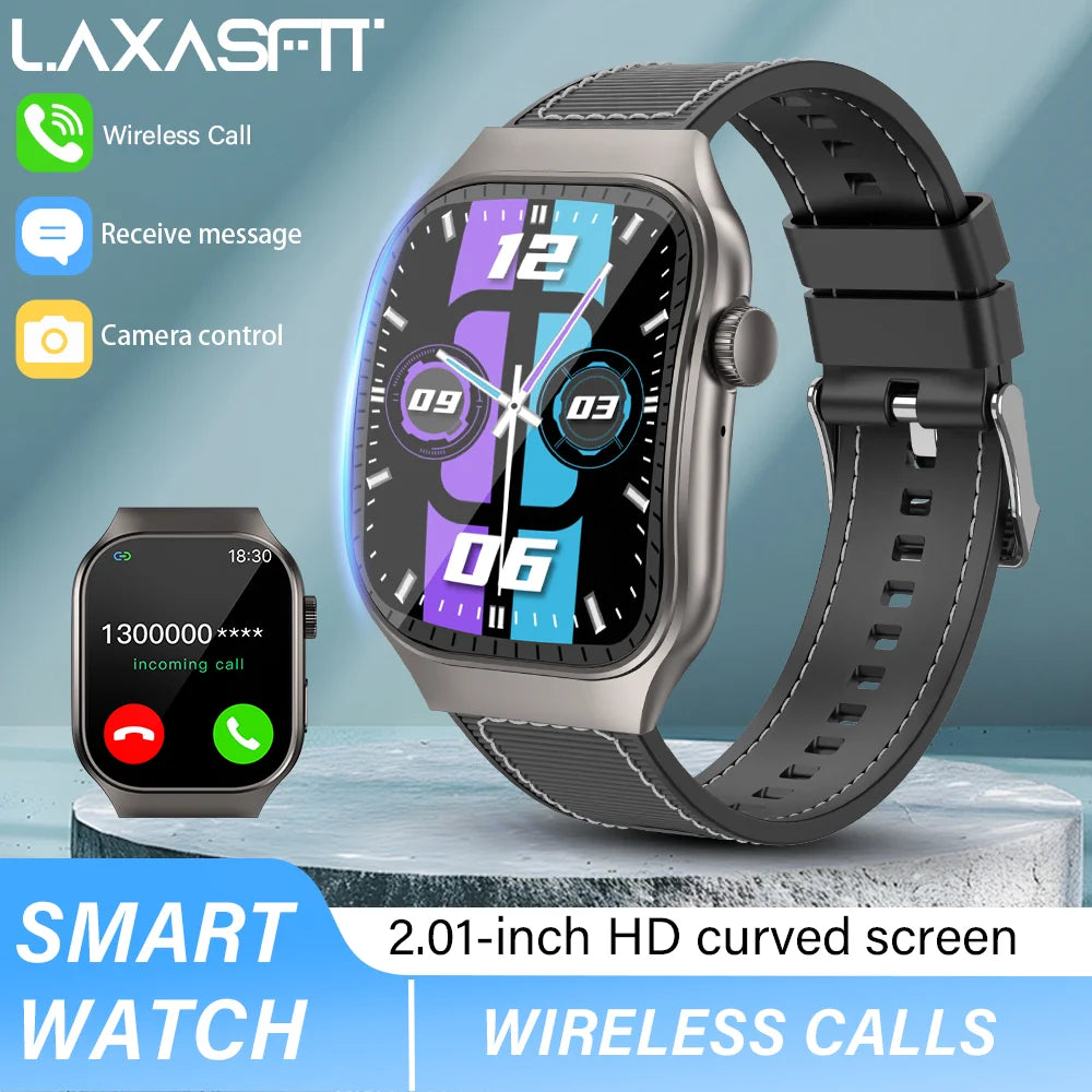 LAXASFIT Curved Screen Smartwatch With Bluetooth Calling Customizable Watch Faces