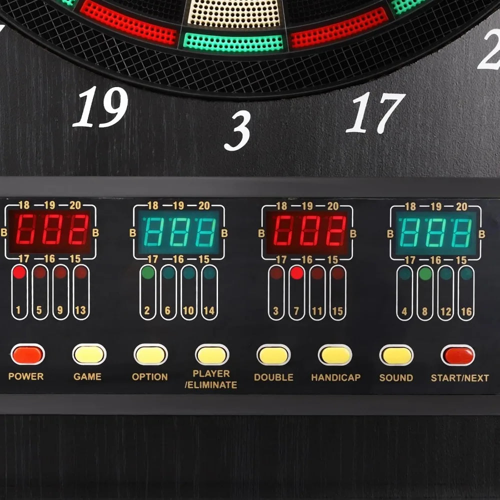 Dartboard Cabinet Set With Electronic LCD Scoreboard