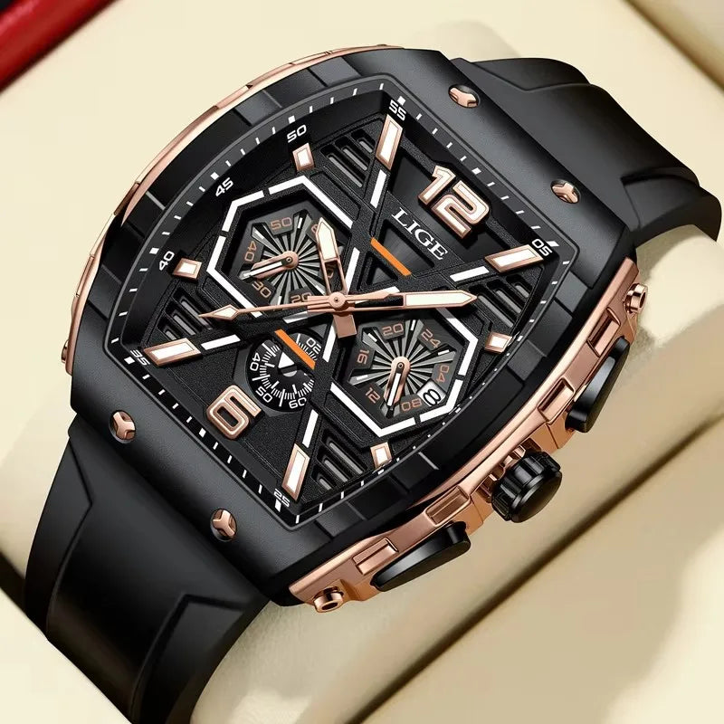 LIGE Men's Luxury Waterproof Quartz Wristwatch with Luminous Date