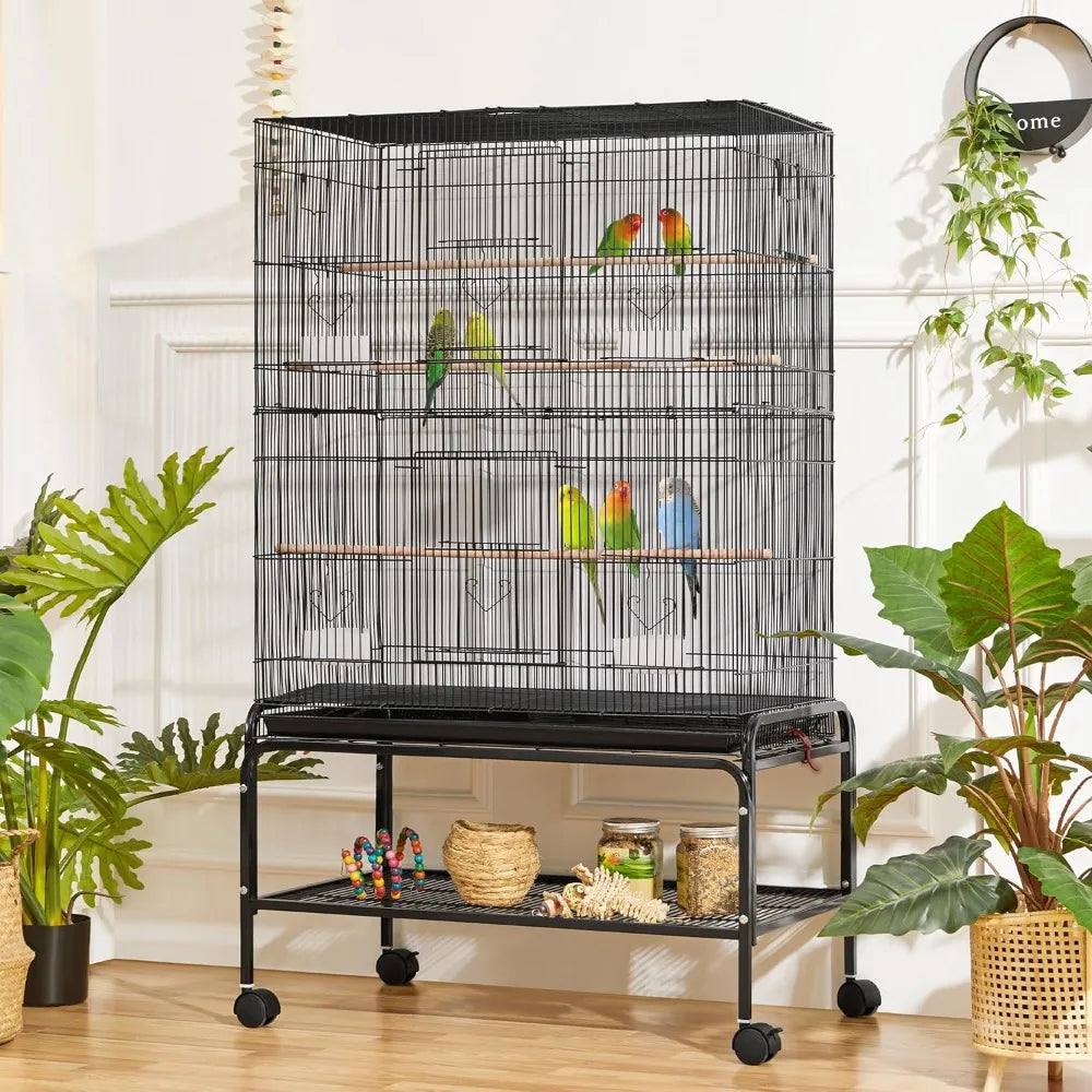 NONECN Bird Cage With Rolling Stand For Parrots And Budgies