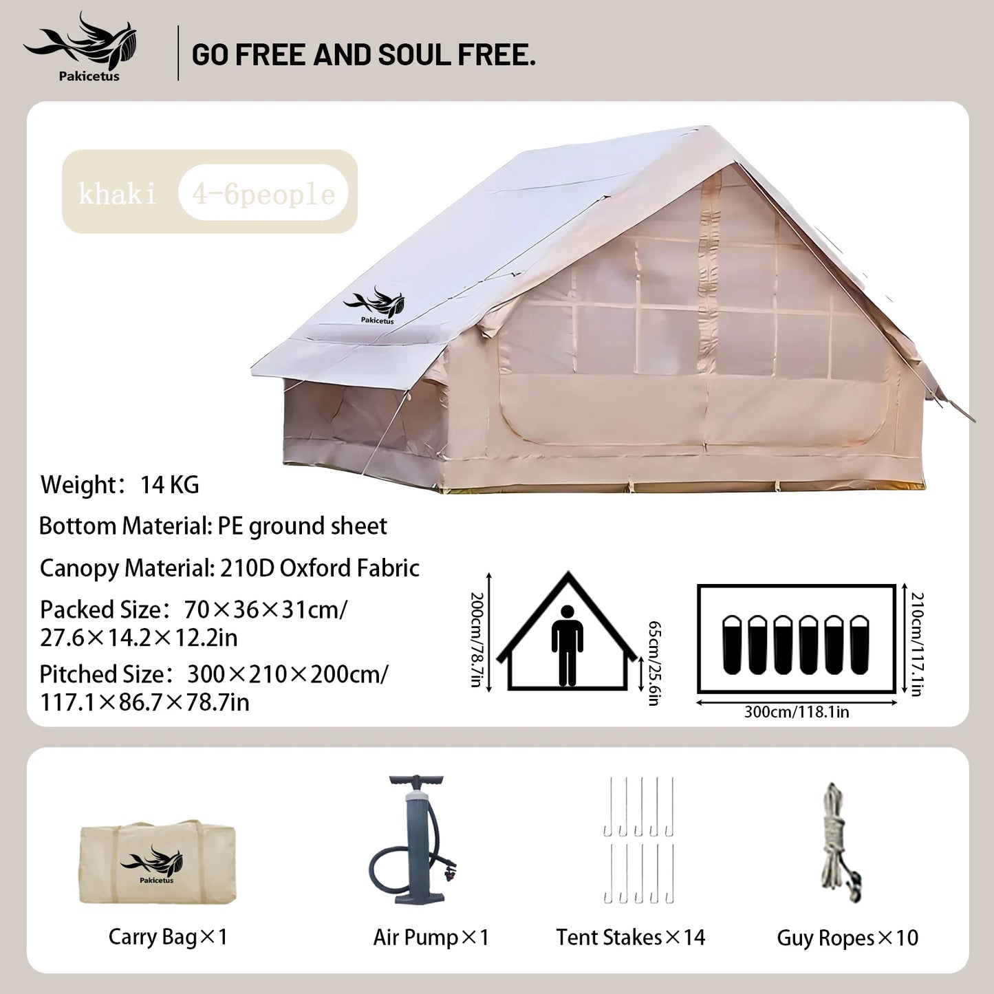 Pakicetus Quick Setup Inflatable Camping Tent For Family
