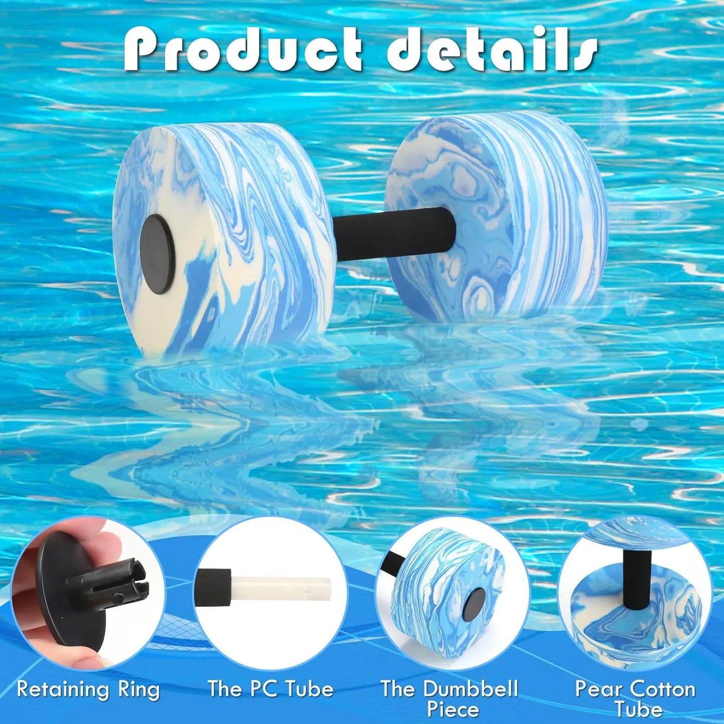 Aqua Dumbbells High Density EVA Foam for Water Aerobics