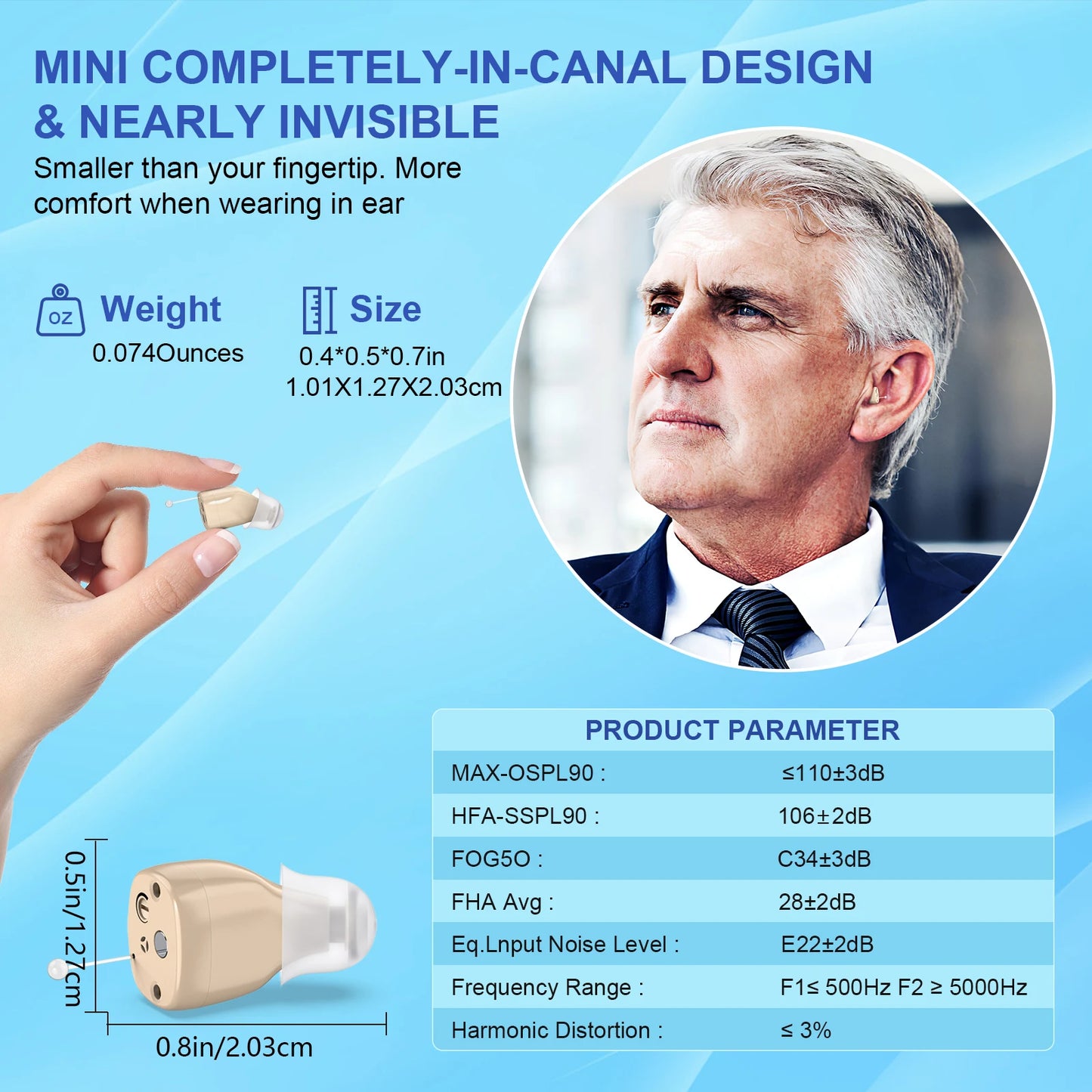 KFCOPTEE Mini In Ear Hearing Amplifier With Adjustable Volume