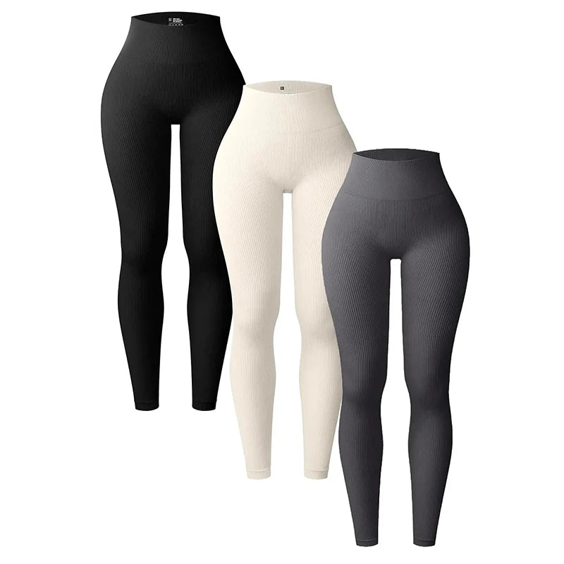 Women's Seamless Knitted Yoga Pants High Waisted Leggings Hip Lifting