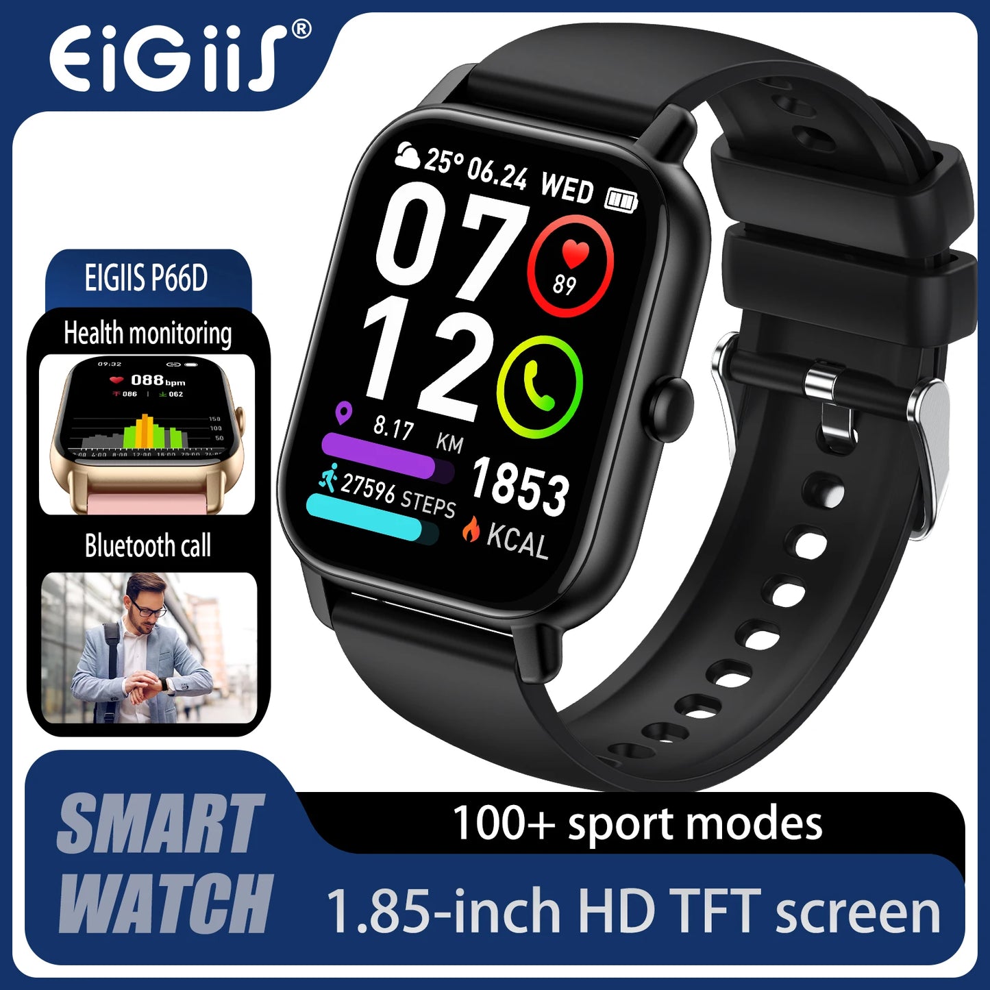 EIGIIS P66D Smart Watch Health Monitoring IP68 Waterproof