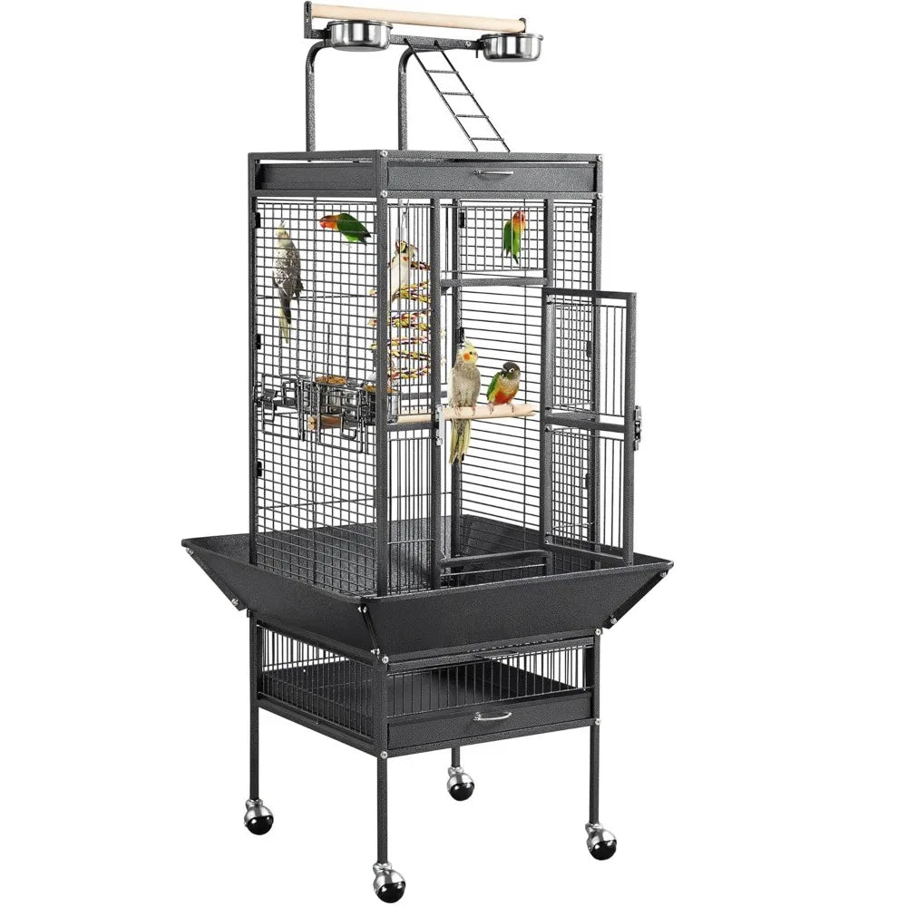 Playtop Wrought Iron Parrot Cage With Rolling Stand