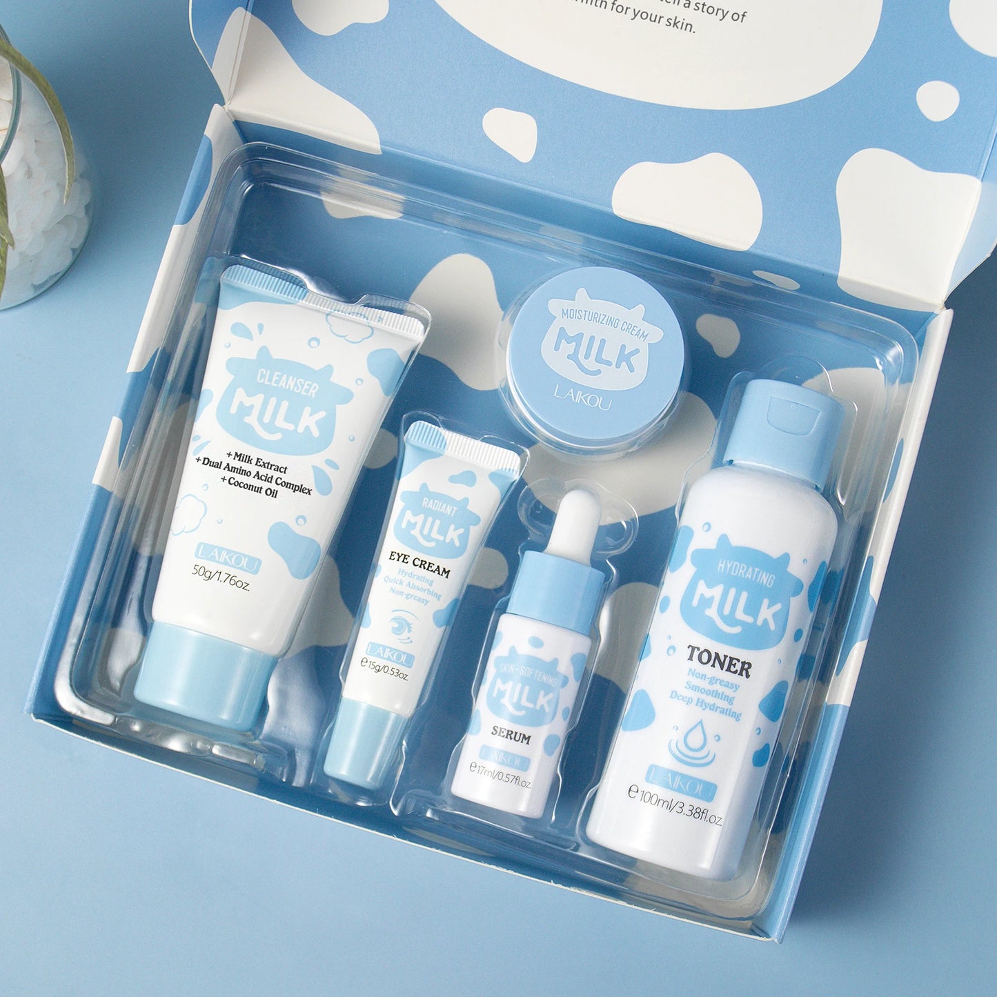 LAIKOU Milk Glow Skincare Set Hydrating Brightening Anti Aging Kit